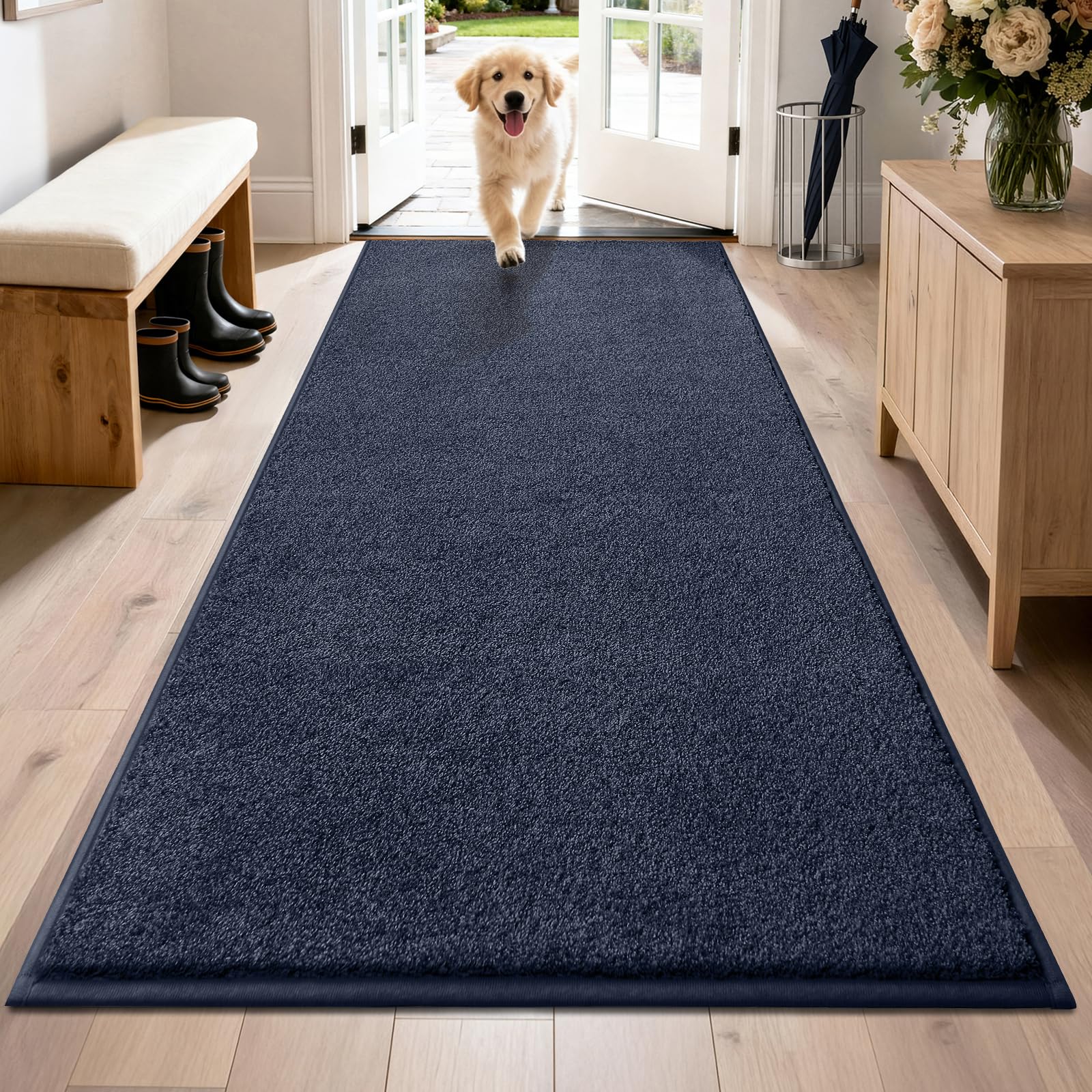 PURRUGS Dirt Trapping Door Mat 24" x 35.5", Non-Slip Machine Washable Entryway Rug, Dog Doormat, Indoor Front Door Mat, Super Absorbent Entry Rug for Muddy Shoes & Paws, Charcoal