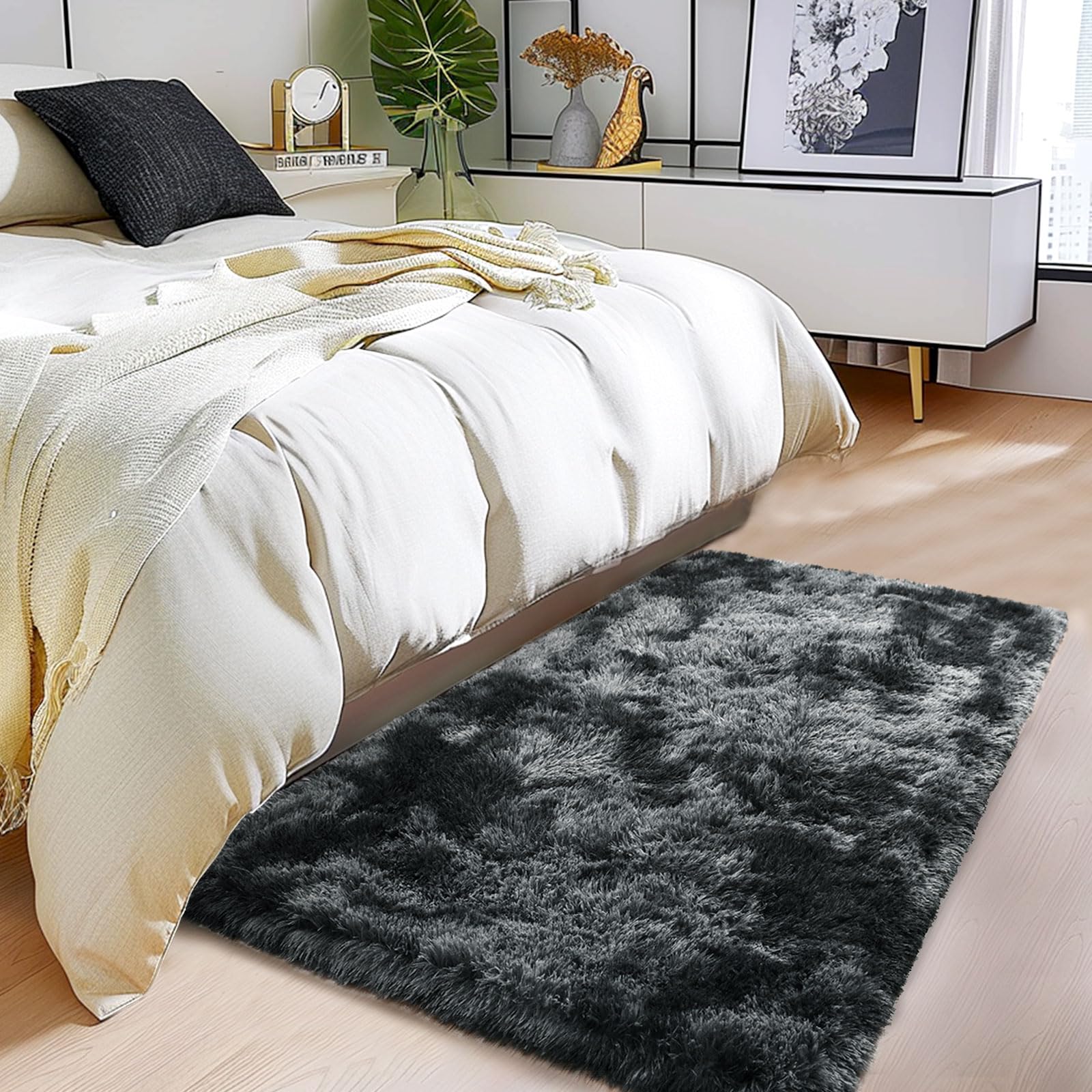 Upgrade Non-Slip Plush Rugs for Living Room, Soft Shaggy Carpets for Living Room, Fuzzy Rugs for Kids' Room, Perfect Decor for Modern Home Tie Dye Camel 8x10 Feet