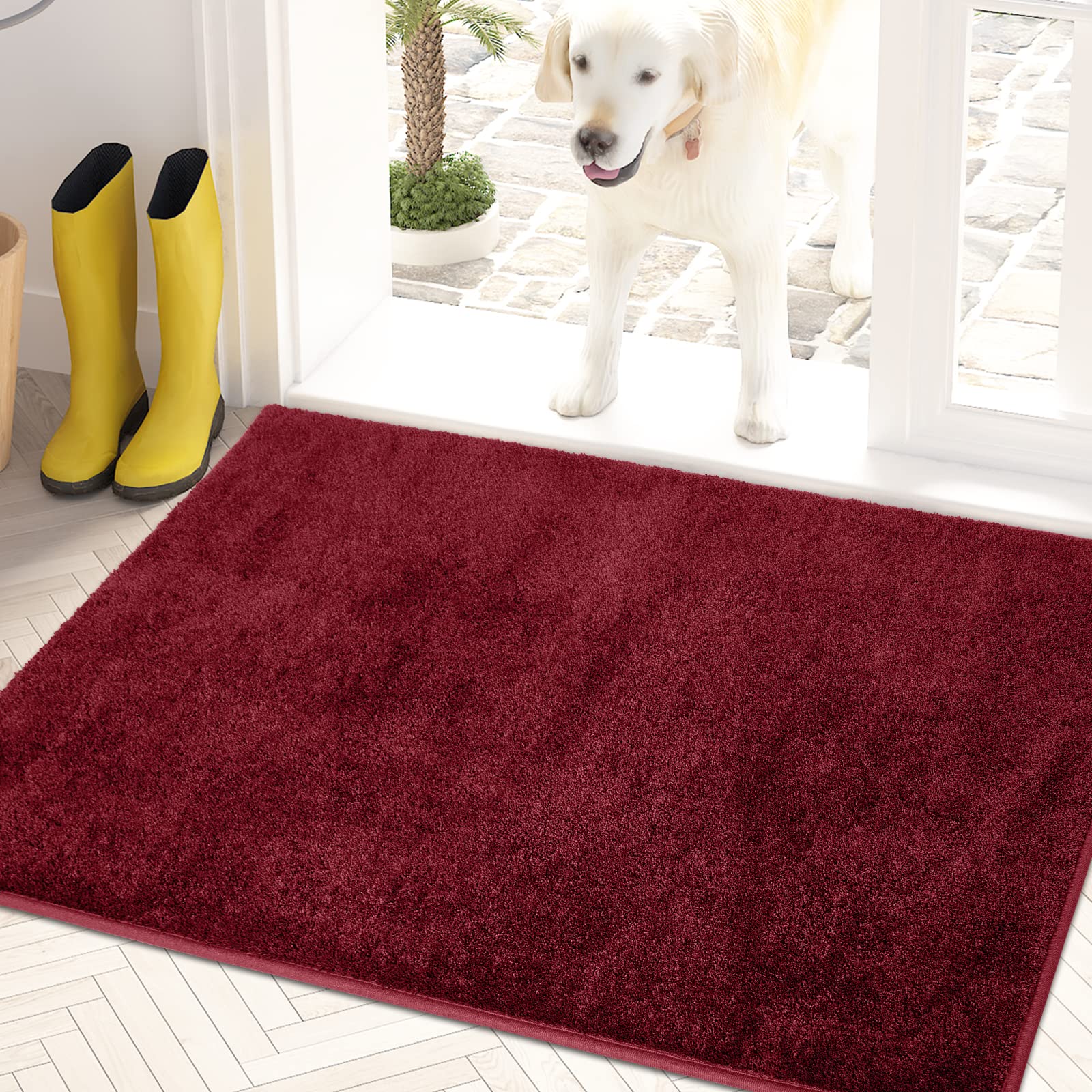PURRUGS Dirt Trapping Door Mat 24" x 35.5", Non-Slip Machine Washable Entryway Rug, Dog Doormat, Indoor Front Door Mat, Super Absorbent Entry Rug for Muddy Shoes & Paws, Charcoal