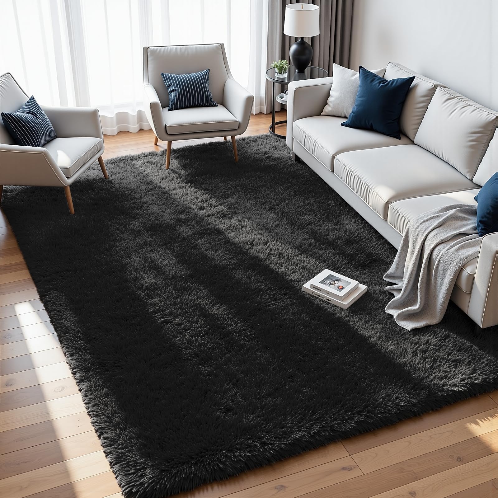 8x10 Area Rugs for Living Room: Ultra Soft Fluffy Shag Grey Rugs for Bedroom, Non-Slip Large Fuzzy Plush Rug Indoor Floor Carpet for Nursery Kids Boys Girls Room, Dorms, Playroom, Modern Home Decor