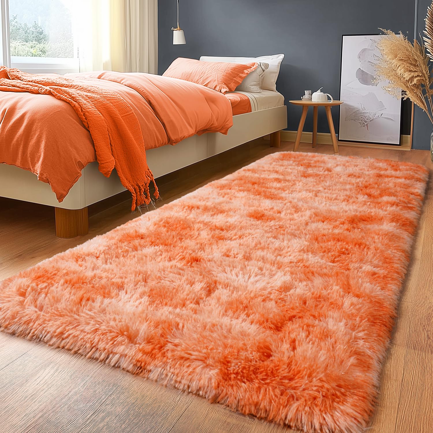 Upgrade Non-Slip Plush Rugs for Living Room, Soft Shaggy Carpets for Living Room, Fuzzy Rugs for Kids' Room, Perfect Decor for Modern Home Tie Dye Camel 8x10 Feet