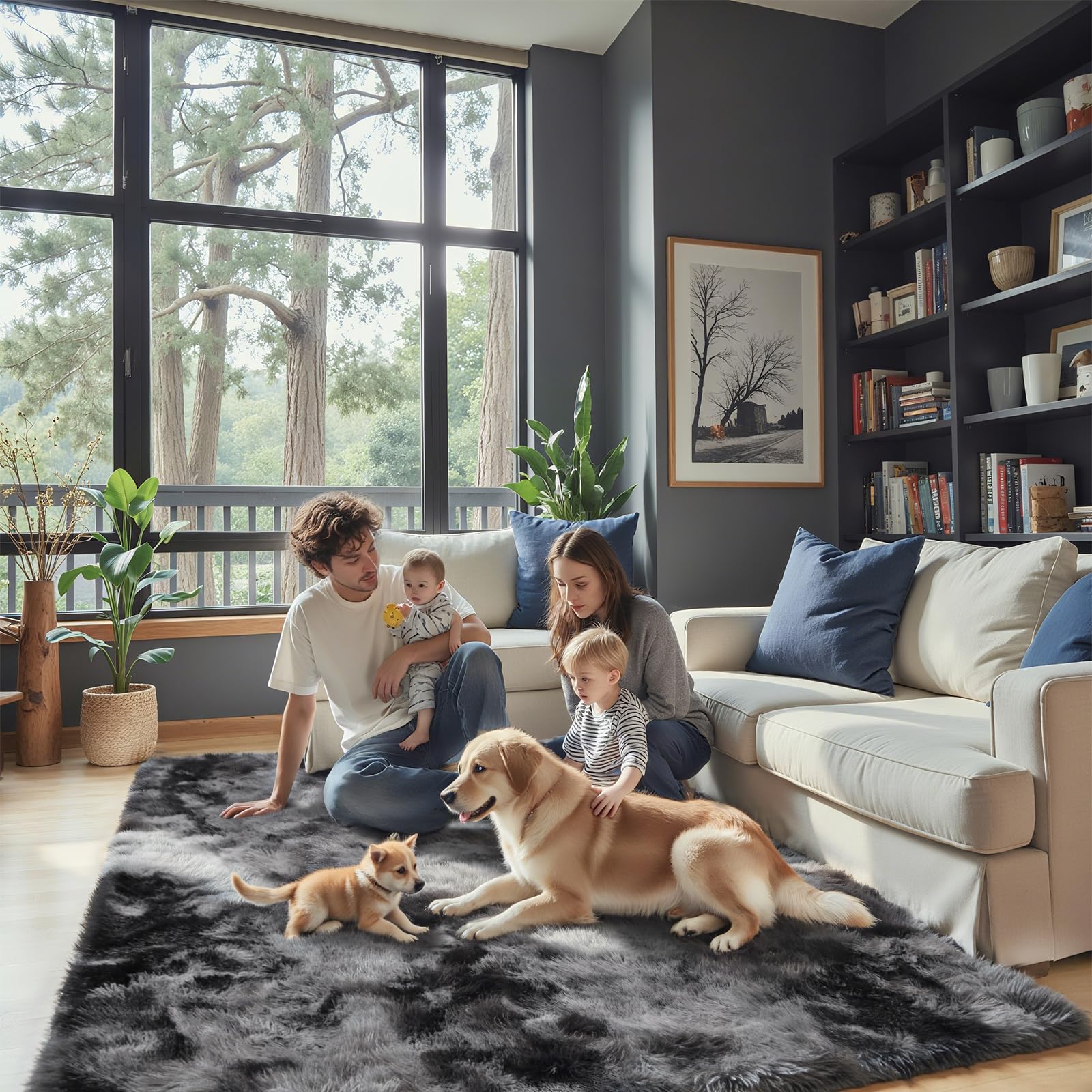 8x10 Area Rugs for Living Room Bedroom Rug, Large Shaggy Soft Plush Furry Bedside Rug, Area Rugs for Home Decor (Light Grey, 8x10 Feet)