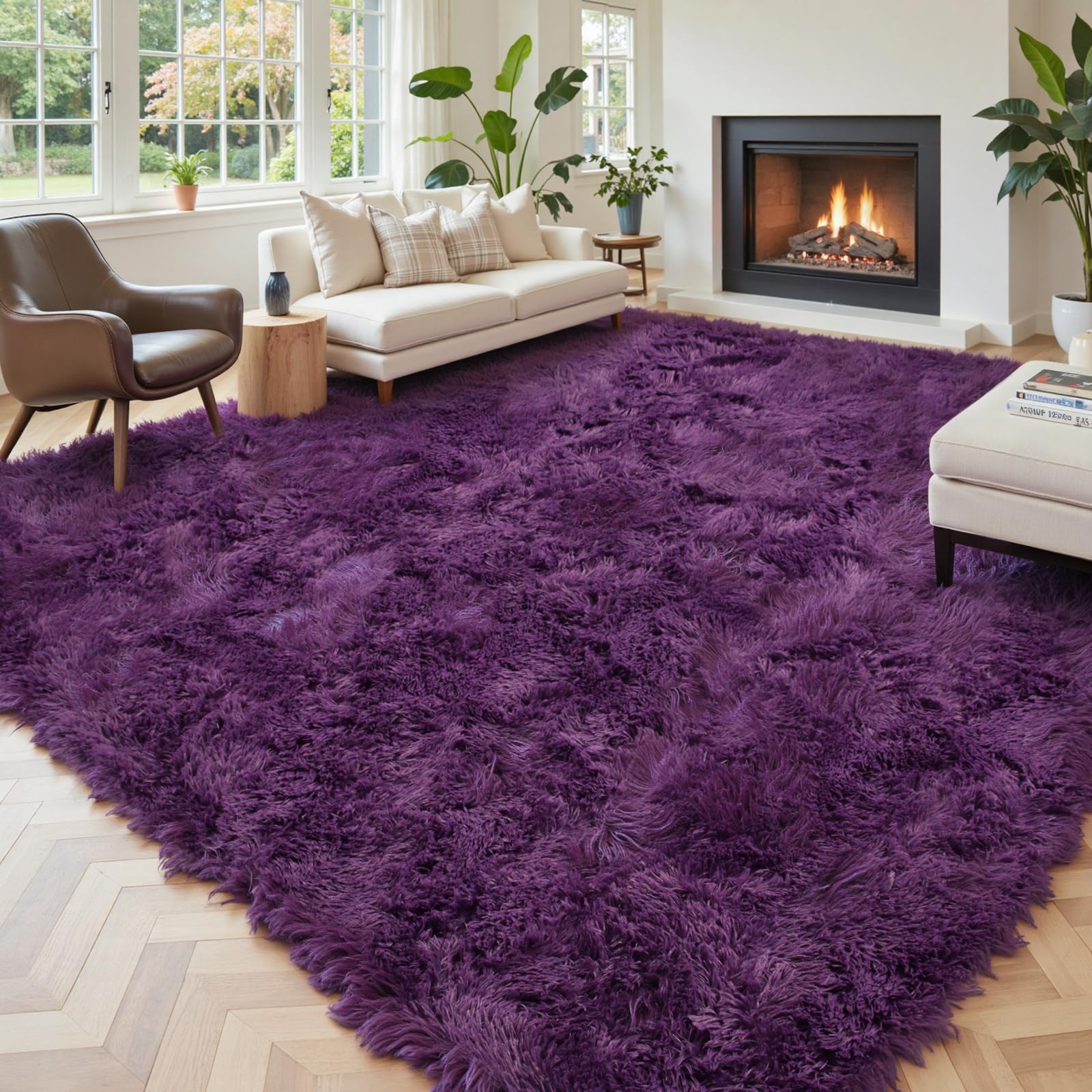 8x10 Area Rugs for Living Room Bedroom Rug, Large Shaggy Soft Plush Furry Bedside Rug, Area Rugs for Home Decor (Light Grey, 8x10 Feet)