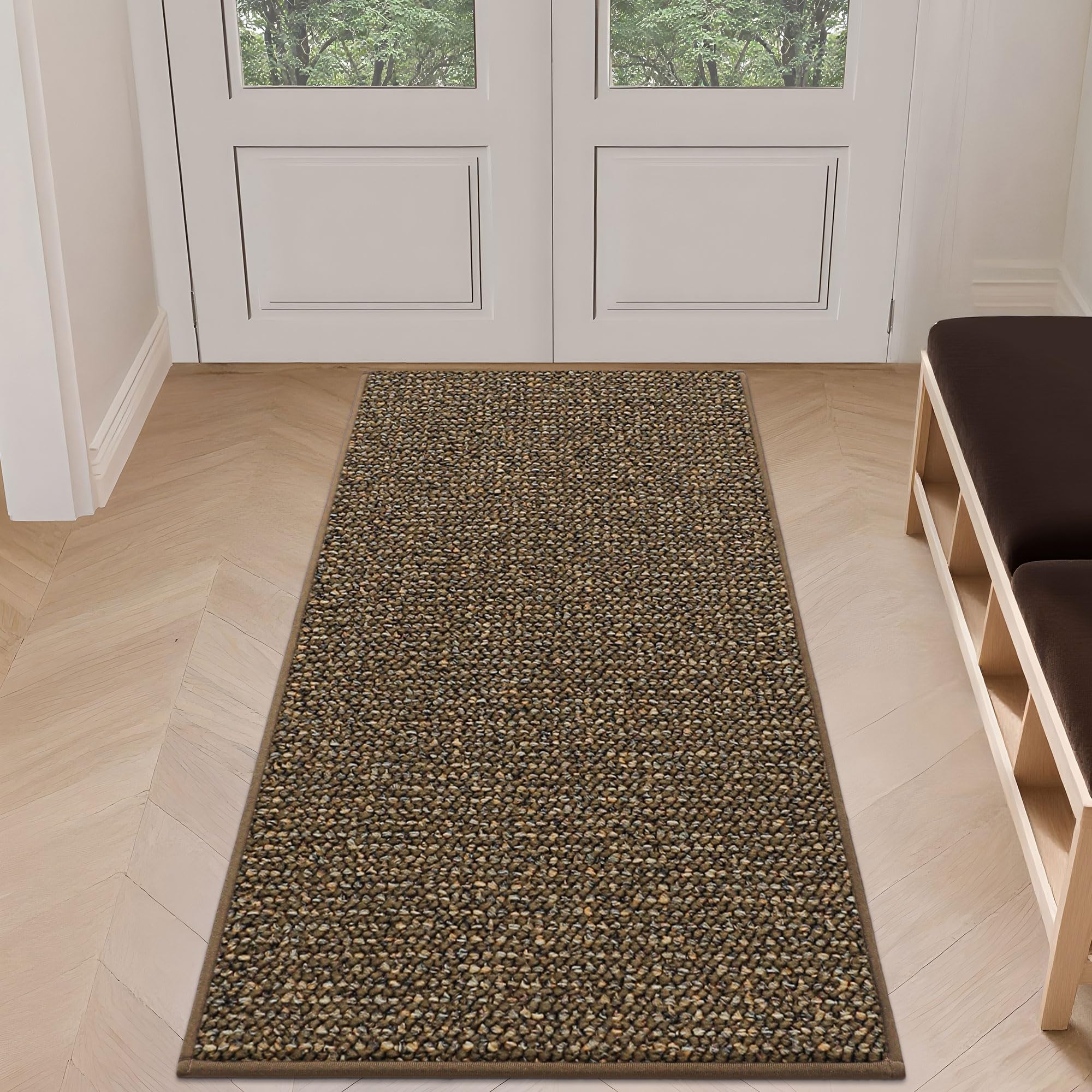 BEQHAUSE Dirt Trapper Door Mat 24" x 36", Non-Slip Washable Doormats Entrance Mat, Dirt Resistant and Absorbent Welcome Mat, Low Profile Floor Mats for Front Back Door and Entryway, Beige