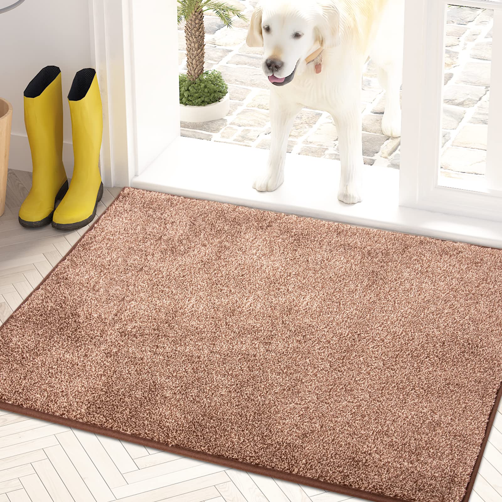 PURRUGS Dirt Trapping Door Mat 24" x 35.5", Non-Slip Machine Washable Entryway Rug, Dog Doormat, Indoor Front Door Mat, Super Absorbent Entry Rug for Muddy Shoes & Paws, Charcoal