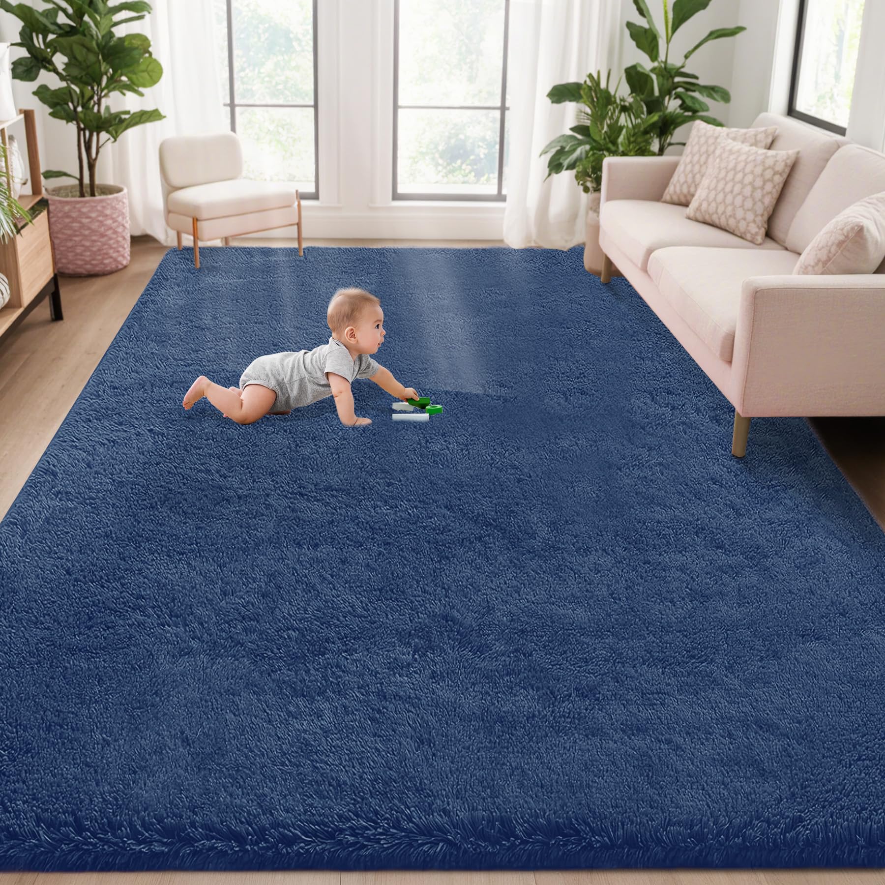 8x10 Area Rugs for Living Room: Fluffy Shag Soft Washable Rug Large Fuzzy Plush Indoor Carpet for Bedroom Nursery Playroom Kids Girls Boys Room (Camel, 8'x10')