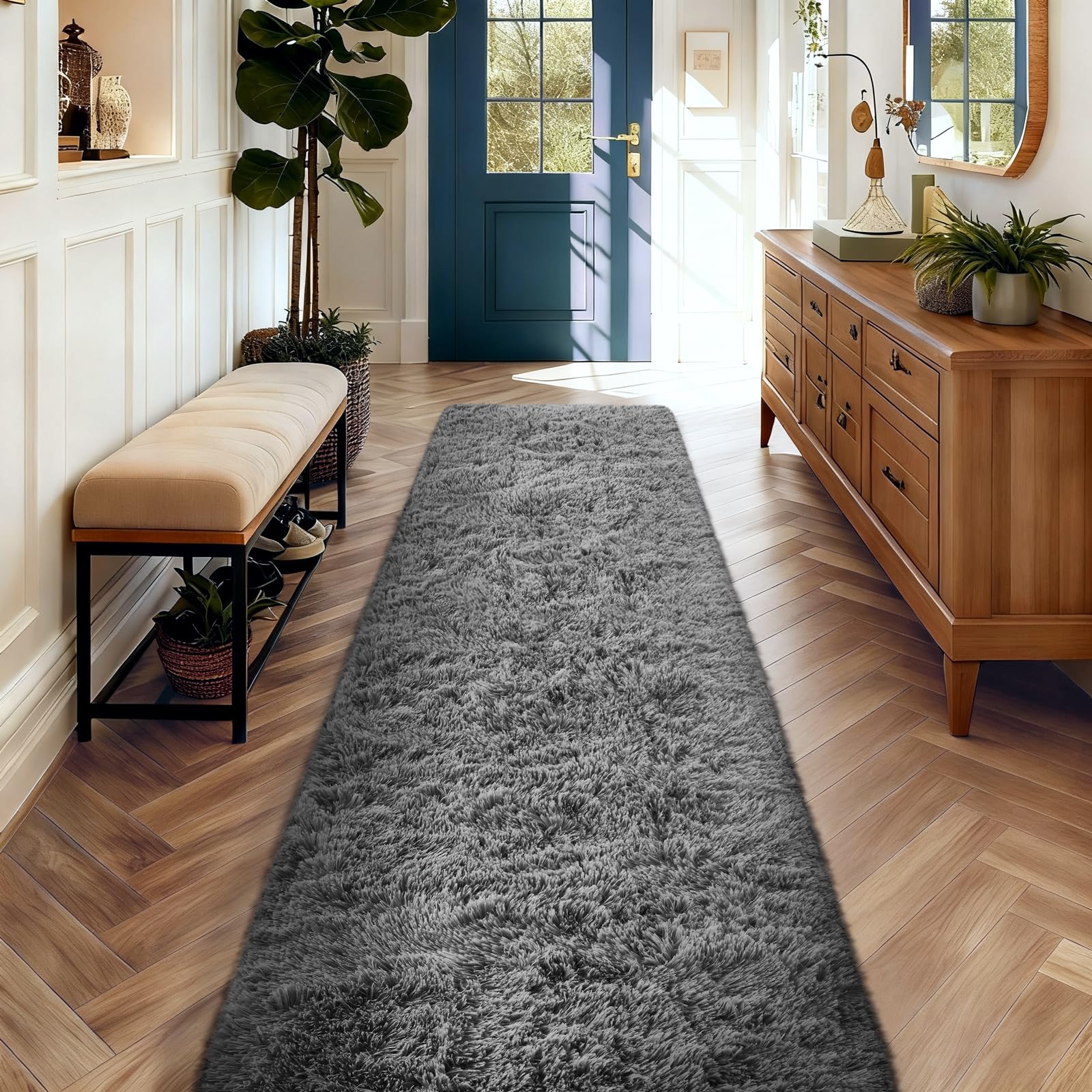 Ophanie 8x10 Area Rugs for Living Room, Upgrade Non-Slip Fluffy Soft Large Shag Bedroom Carpet, Ivory Big Indoor Thick Nursery Rug, Carpets for Boy and Girls Room Dorm Home Decor Aesthetic