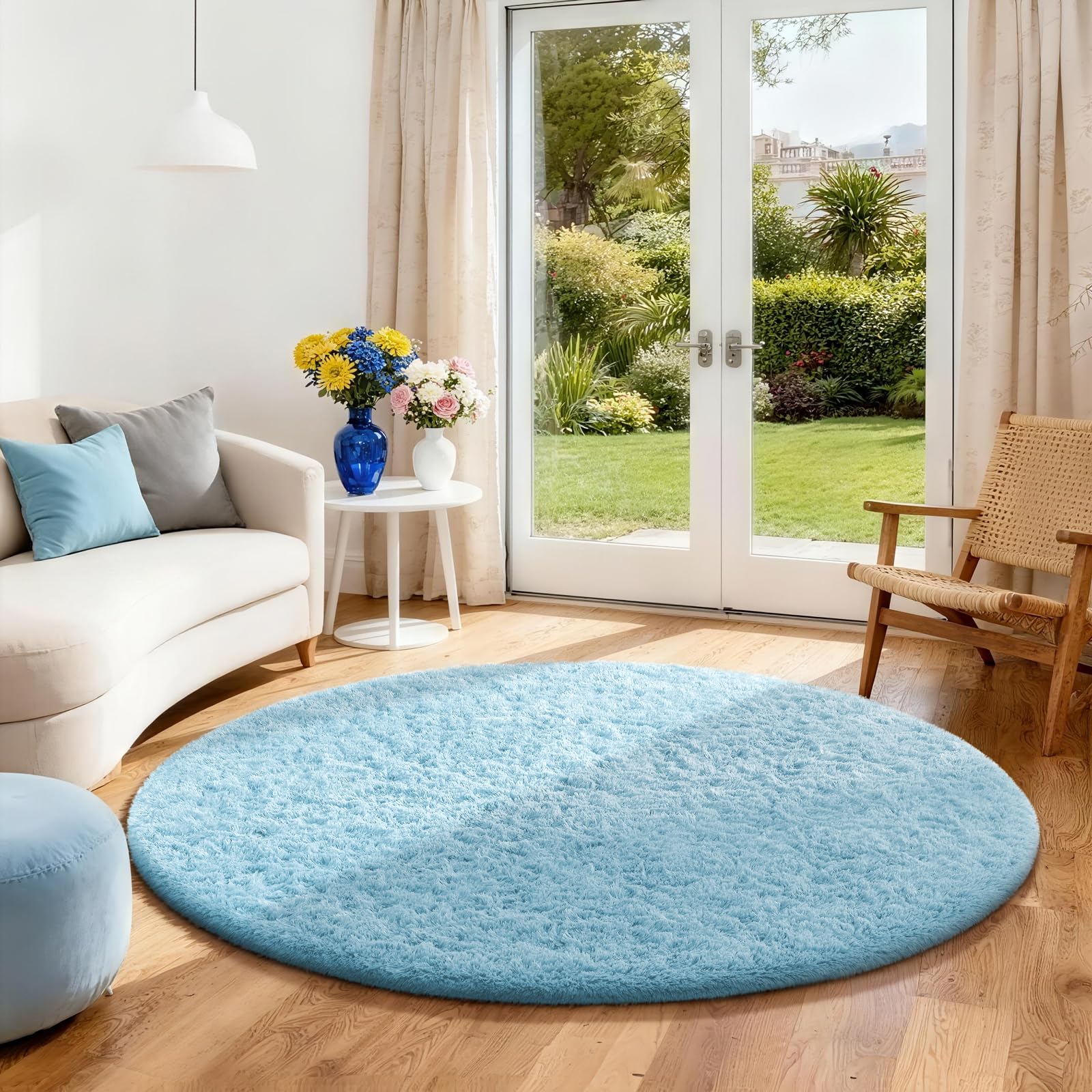 Ophanie 8x10 Area Rugs for Living Room, Upgrade Non-Slip Fluffy Soft Large Shag Bedroom Carpet, Ivory Big Indoor Thick Nursery Rug, Carpets for Boy and Girls Room Dorm Home Decor Aesthetic