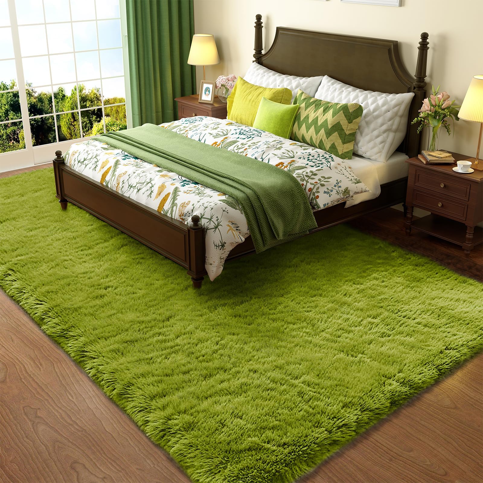 Ophanie 8x10 Area Rugs for Living Room, Upgrade Non-Slip Fluffy Soft Large Shag Bedroom Carpet, Ivory Big Indoor Thick Nursery Rug, Carpets for Boy and Girls Room Dorm Home Decor Aesthetic