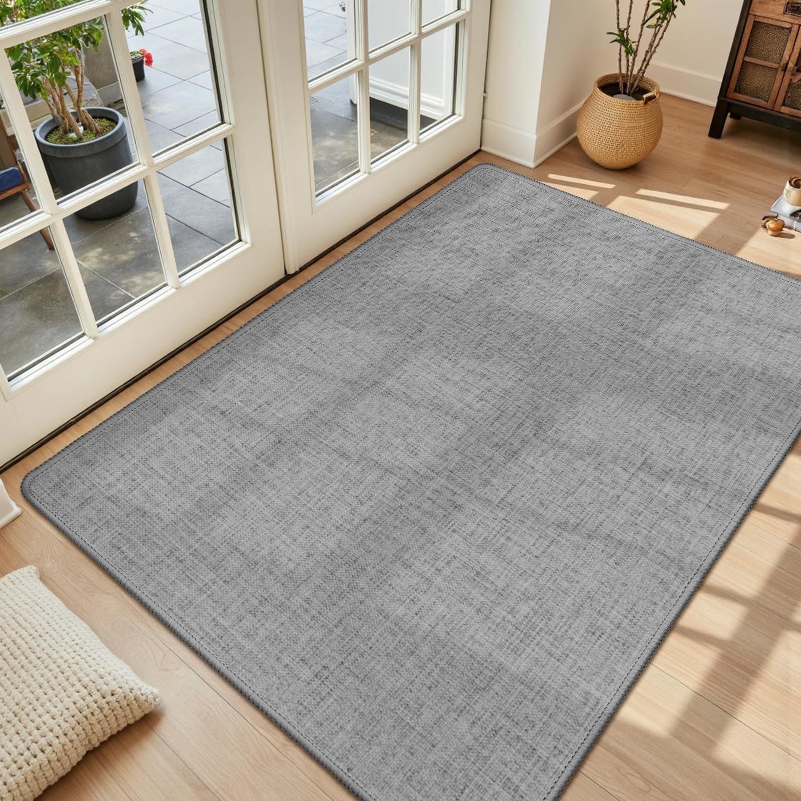 LEKEEPGO Ultra Thin Indoor Door Mat 36"x59", Low-Profile Door Mat Indoor Entrance, Non Slip Rubber Backing Inside Doormat Washable Welcome Front Entryway Dirt Trapper Entry Mat, Brown