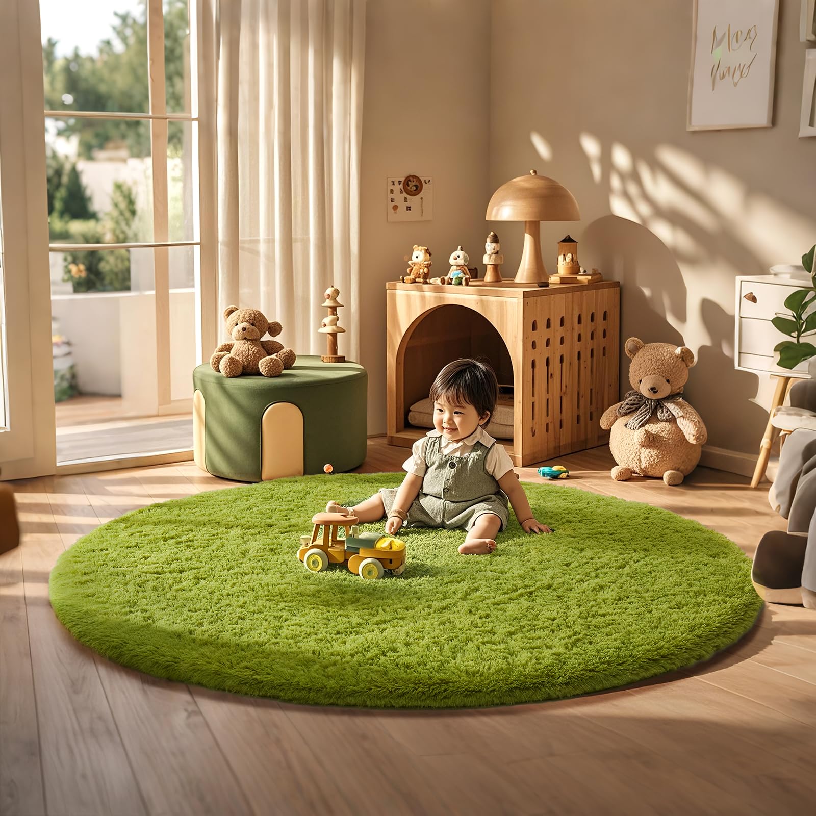 Ophanie 8x10 Area Rugs for Living Room, Upgrade Non-Slip Fluffy Soft Large Shag Bedroom Carpet, Ivory Big Indoor Thick Nursery Rug, Carpets for Boy and Girls Room Dorm Home Decor Aesthetic