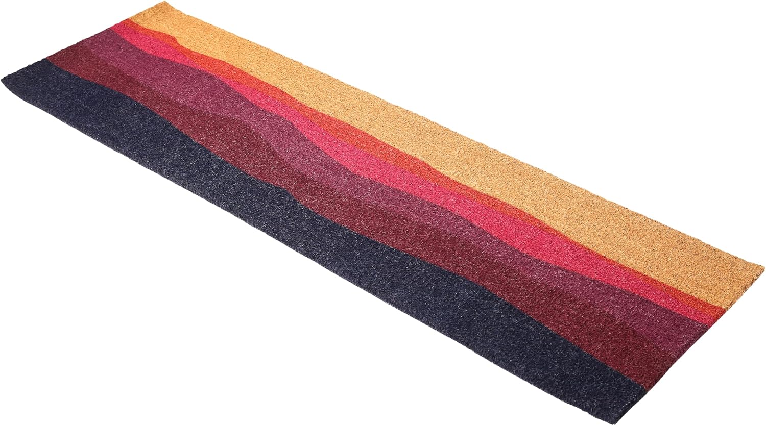 Fab Habitat Geometric Abstract Nature Non Slip Doormat Thin - Handwoven, Durable - Natural Coir - Entryway, Front Door, Porch, Patio - Shades of Dawn Orange Magenta (18" x 60" Non-Slip)