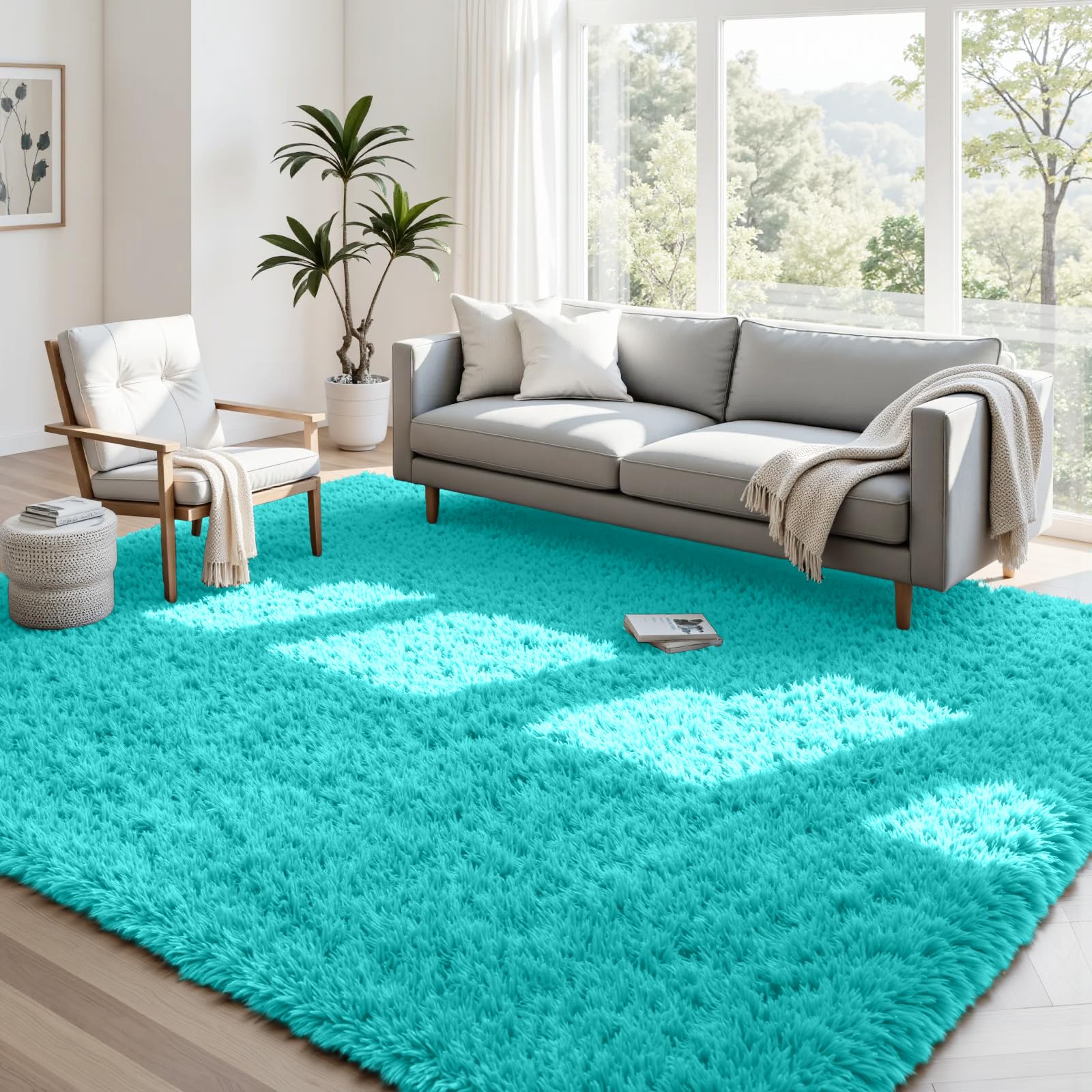8x10 Area Rugs for Living Room: Ultra Soft Fluffy Shag Grey Rugs for Bedroom, Non-Slip Large Fuzzy Plush Rug Indoor Floor Carpet for Nursery Kids Boys Girls Room, Dorms, Playroom, Modern Home Decor