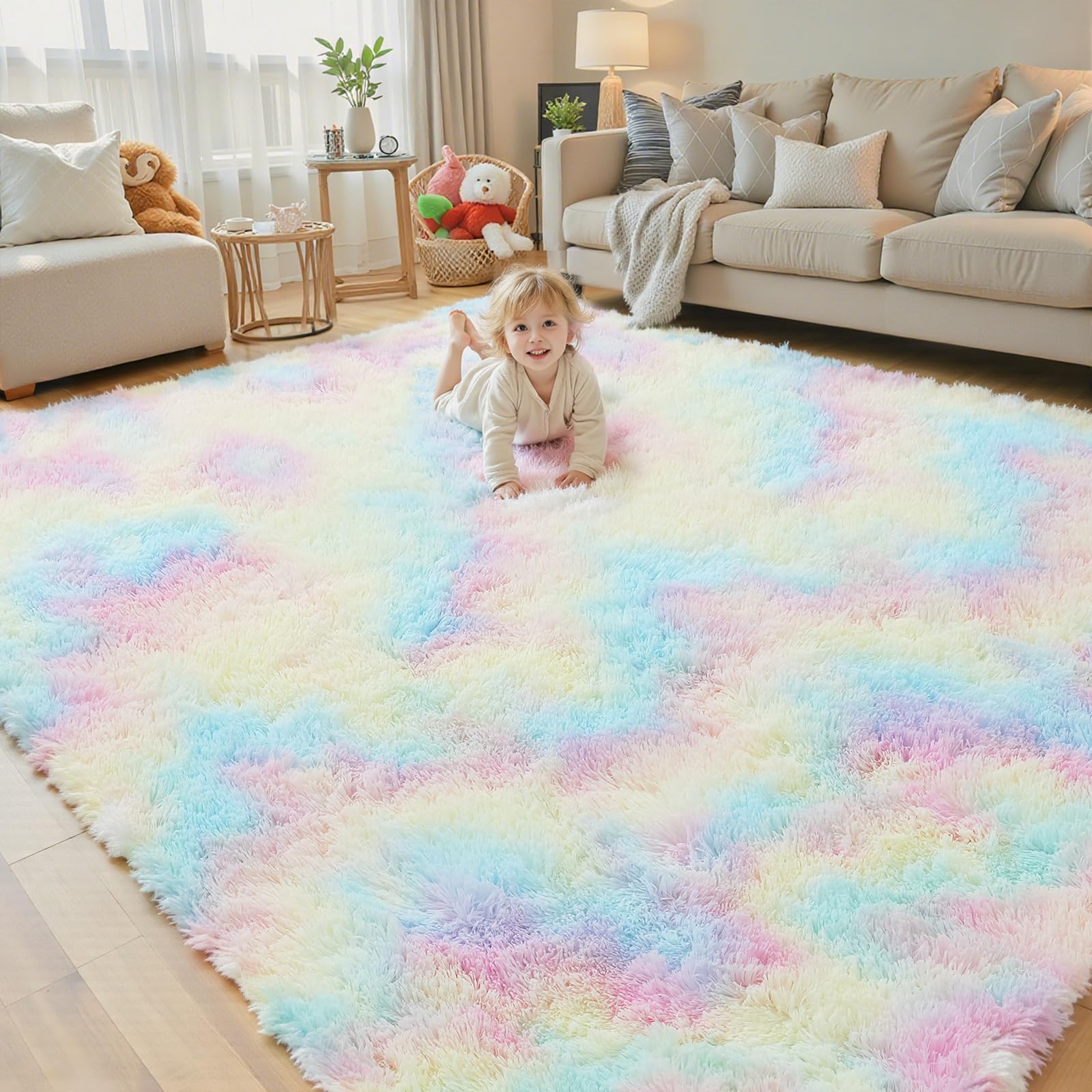 8x10 Area Rugs for Living Room Bedroom Rug, Large Shaggy Soft Plush Furry Bedside Rug, Area Rugs for Home Decor (Light Grey, 8x10 Feet)