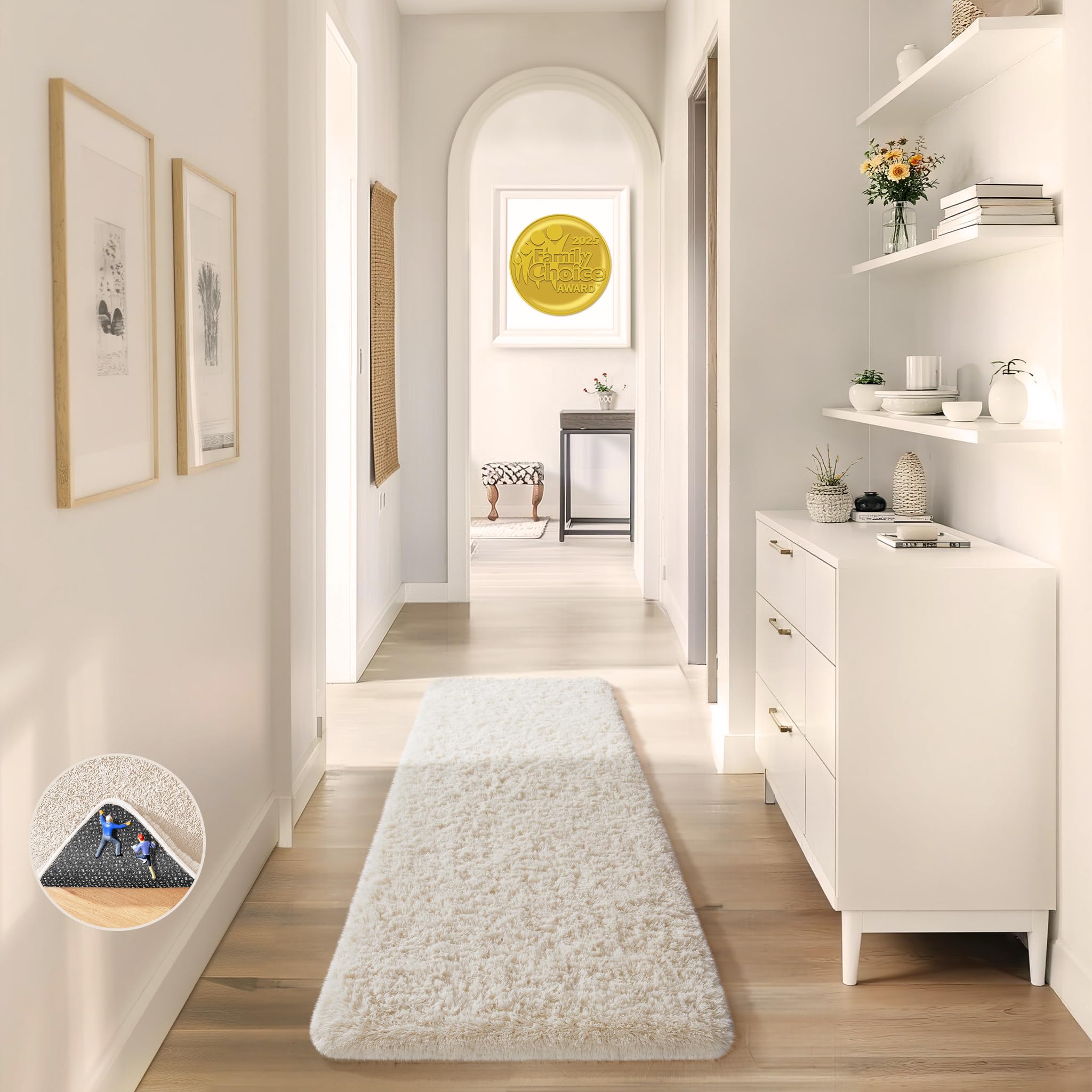 Ophanie 8x10 Area Rugs for Living Room, Upgrade Non-Slip Fluffy Soft Large Shag Bedroom Carpet, Ivory Big Indoor Thick Nursery Rug, Carpets for Boy and Girls Room Dorm Home Decor Aesthetic