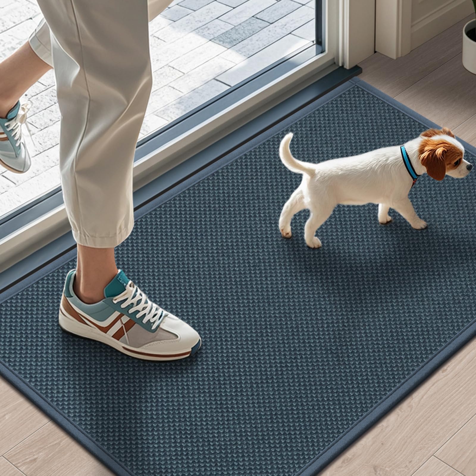 LEKEEPGO Door Mat 24"x36", Non Slip Door Mat Indoor Entrance, Rubber Backing Front Indoor Door mats Washable Absorbent Low-Profile Entryway Entry Resist Dirt Inside Door Mats, Khaki