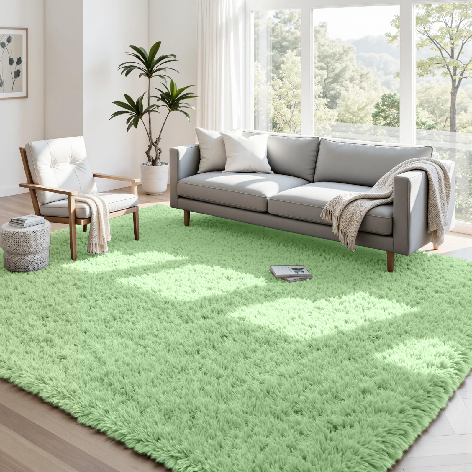 8x10 Area Rugs for Living Room: Ultra Soft Fluffy Shag Grey Rugs for Bedroom, Non-Slip Large Fuzzy Plush Rug Indoor Floor Carpet for Nursery Kids Boys Girls Room, Dorms, Playroom, Modern Home Decor