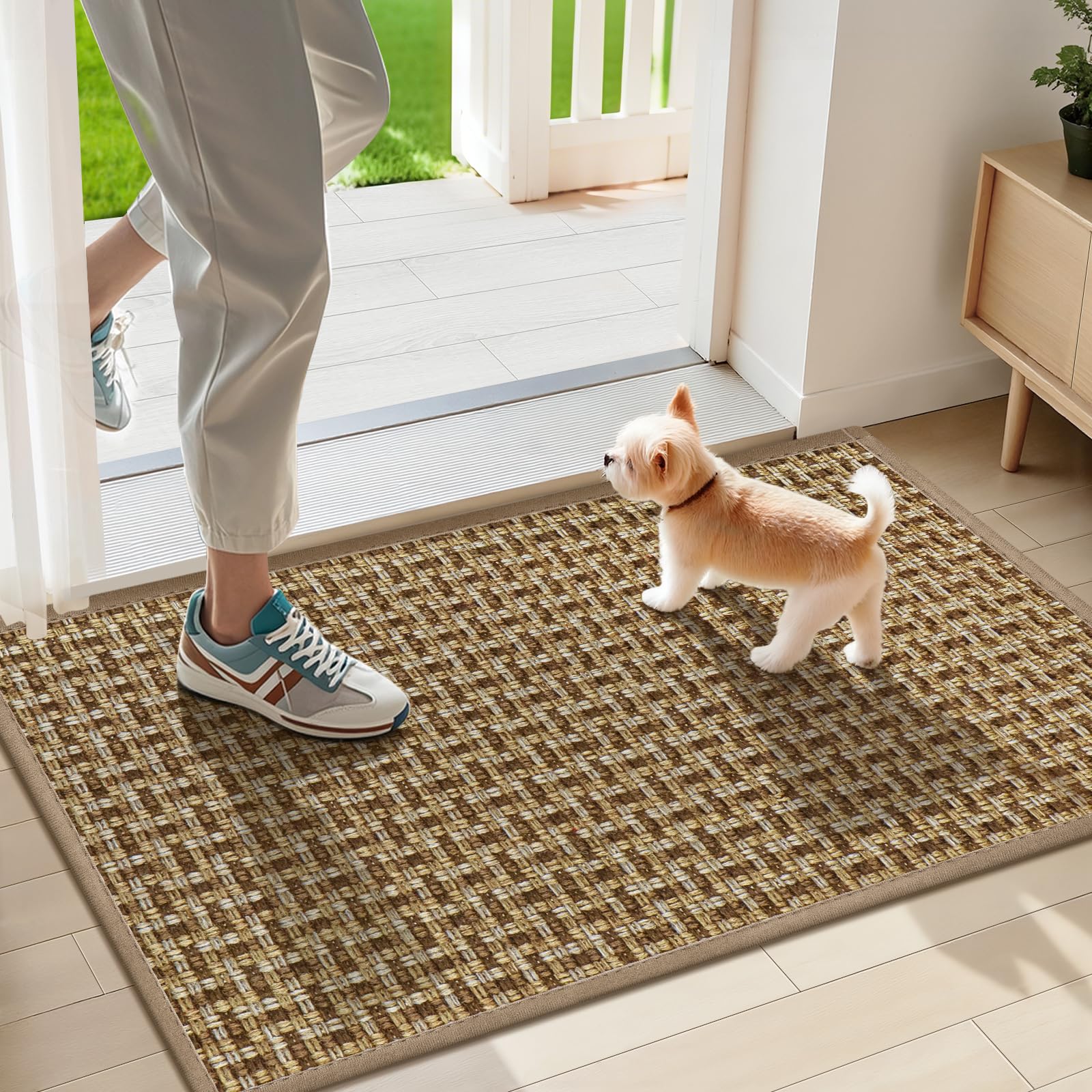 LEKEEPGO Ultra Thin Indoor Door Mat 24"x47", Low-Profile Door Mat Indoor Entrance, Non Slip Rubber Backing Inside Doormat Washable Welcome Front Entryway Dirt Trapper Entry Mat, Grey
