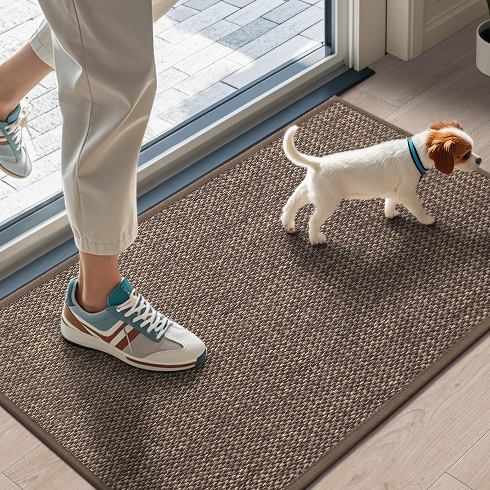 LEKEEPGO Door Mat 24"x36", Non Slip Door Mat Indoor Entrance, Rubber Backing Front Indoor Door mats Washable Absorbent Doormat Low-Profile Entryway Entry Resist Dirt Inside Door Mats, Grey