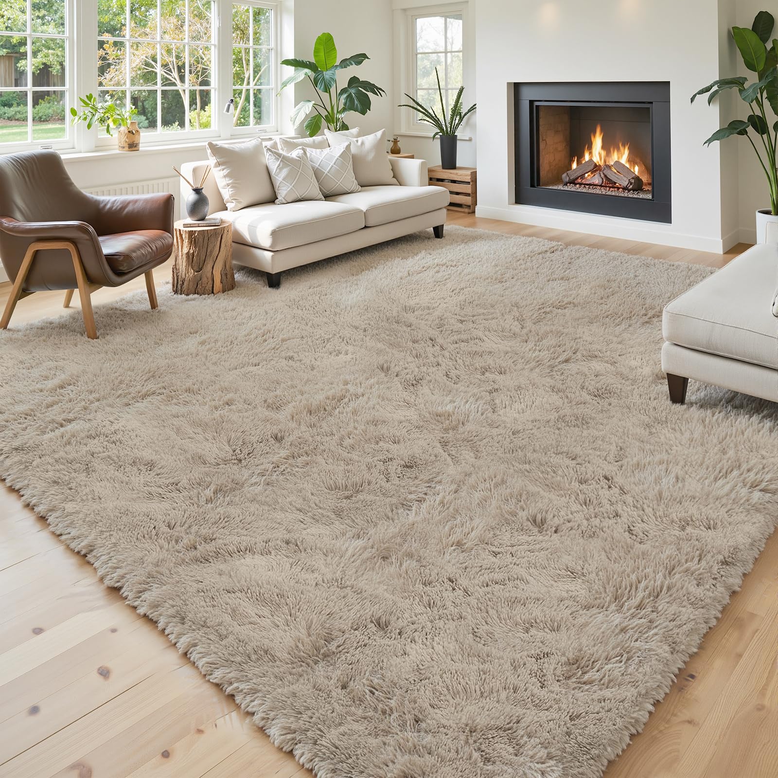 8x10 Area Rugs for Living Room Bedroom Rug, Large Shaggy Soft Plush Furry Bedside Rug, Area Rugs for Home Decor (Light Grey, 8x10 Feet)