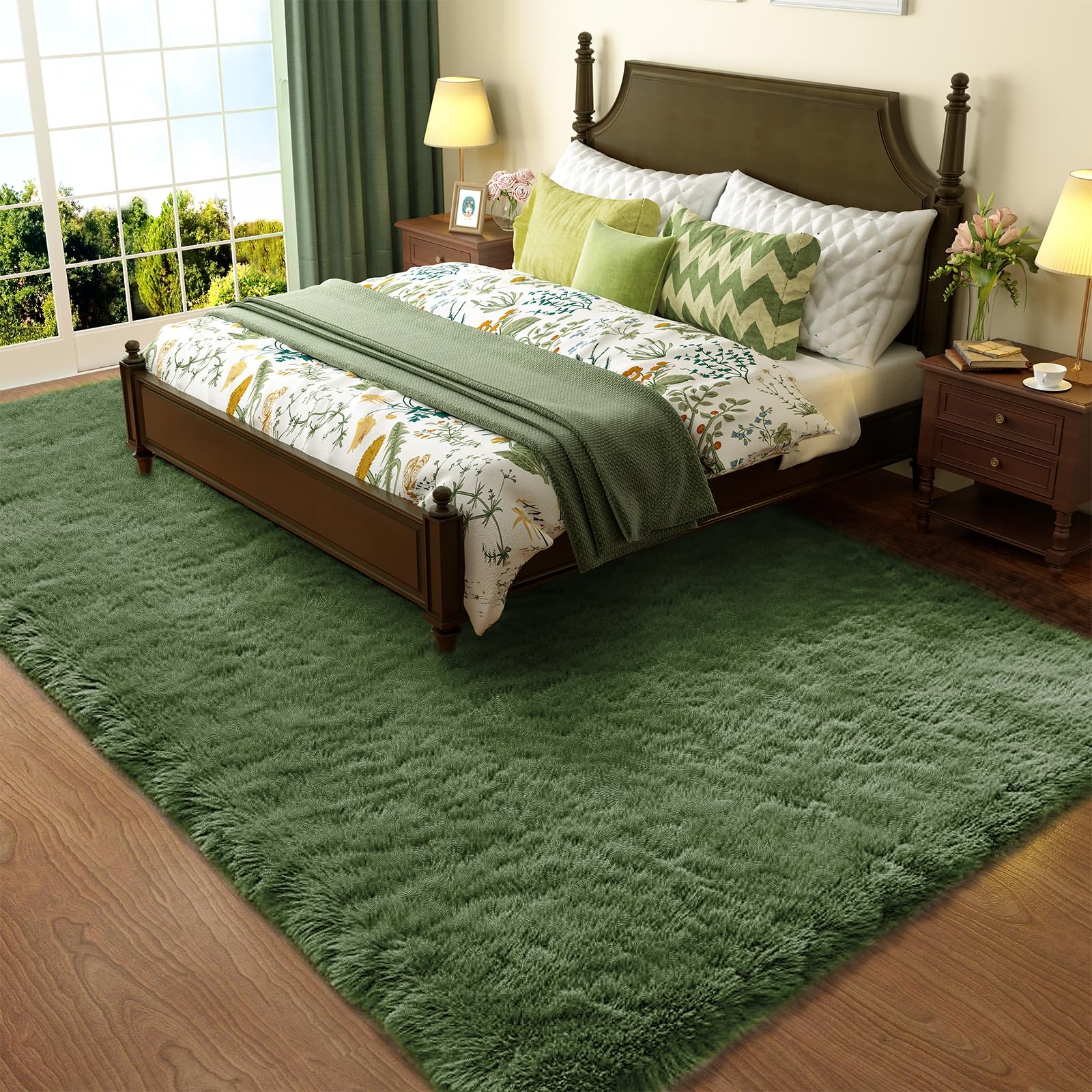 Ophanie 8x10 Area Rugs for Living Room, Upgrade Non-Slip Fluffy Soft Large Shag Bedroom Carpet, Ivory Big Indoor Thick Nursery Rug, Carpets for Boy and Girls Room Dorm Home Decor Aesthetic