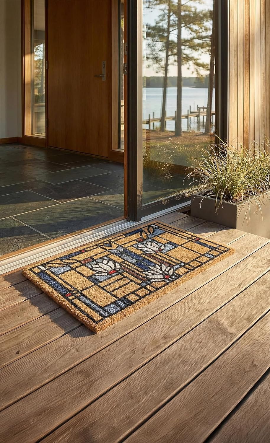 Entryways Frank Lloyd Wright Foundation Doormat - Waterlilies, 18" x 30"