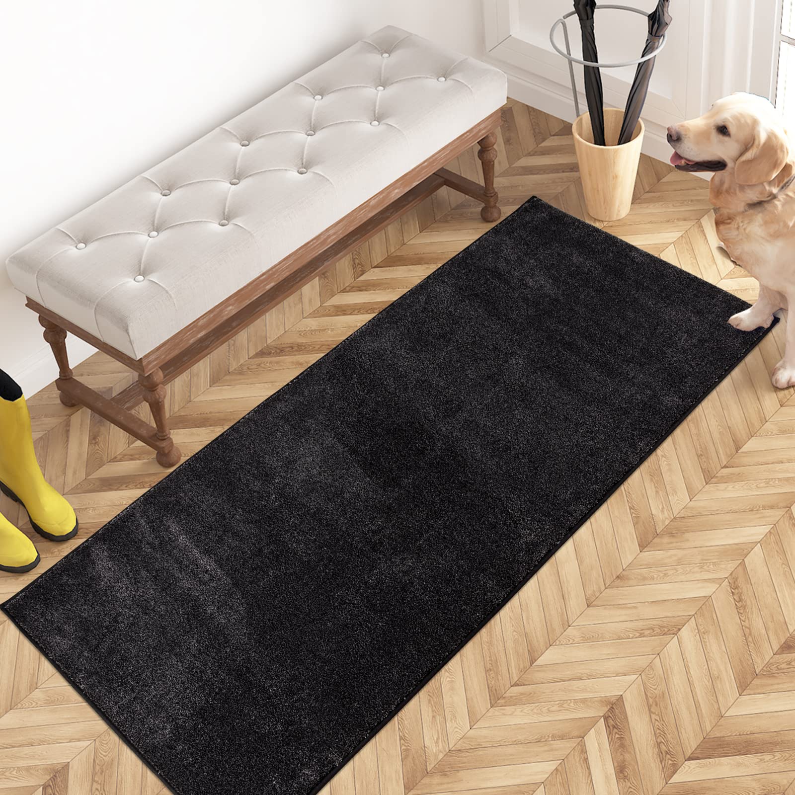 PURRUGS Dirt Trapping Door Mat 24" x 35.5", Non-Slip Machine Washable Entryway Rug, Dog Doormat, Indoor Front Door Mat, Super Absorbent Entry Rug for Muddy Shoes & Paws, Charcoal