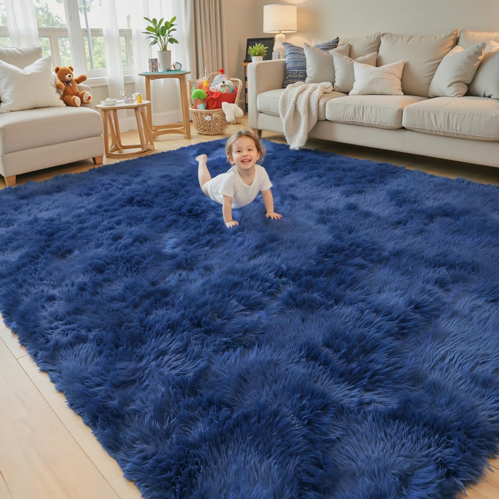8x10 Area Rugs for Living Room Bedroom Rug, Large Shaggy Soft Plush Furry Bedside Rug, Area Rugs for Home Decor (Light Grey, 8x10 Feet)