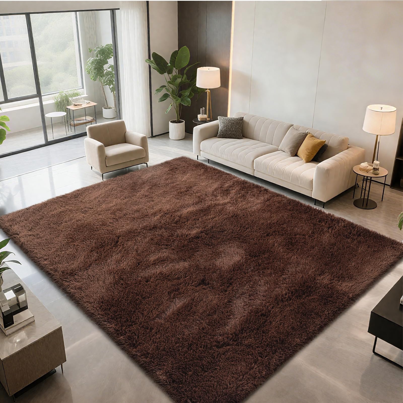 Shag Area Rugs for Bedroom Living Room,8X10 Ultra Soft Fluffy Area Rugs for Dorm, Indoor Carpet Nursery Rugs for Kids Girls Room Home Decor,Tie-Dye Grey