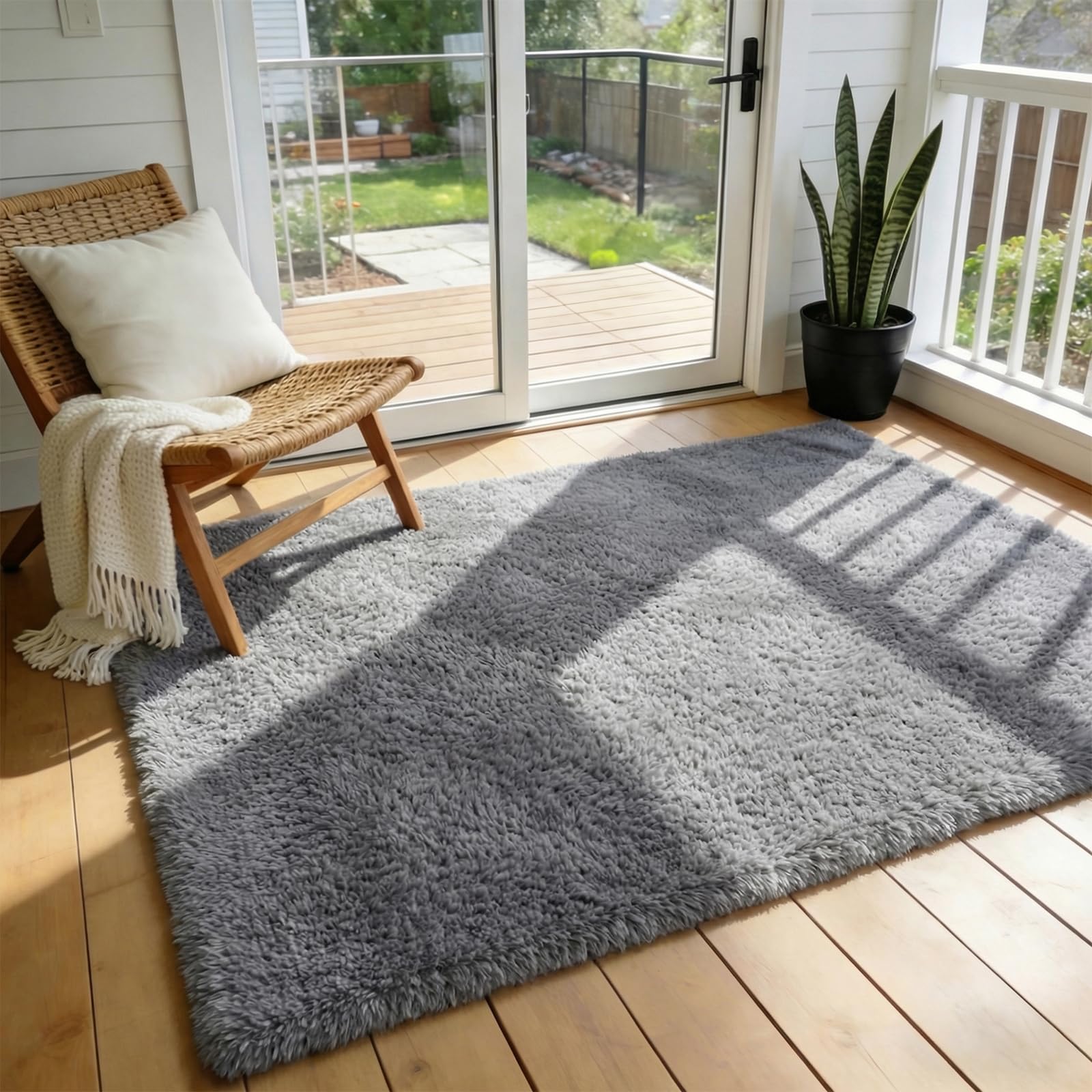 Ophanie 8x10 Area Rugs for Living Room, Upgrade Non-Slip Fluffy Soft Large Shag Bedroom Carpet, Ivory Big Indoor Thick Nursery Rug, Carpets for Boy and Girls Room Dorm Home Decor Aesthetic