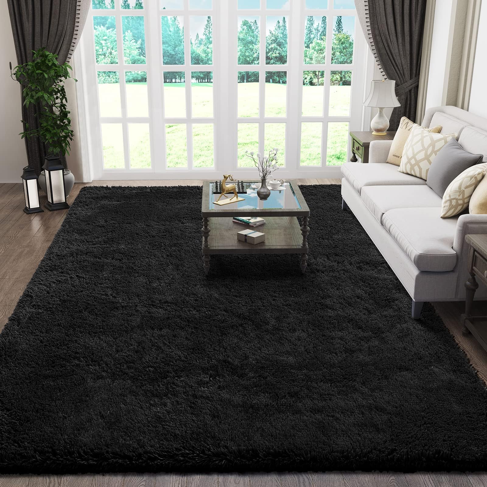 Ophanie 8x10 Area Rugs for Living Room, Upgrade Non-Slip Fluffy Soft Large Shag Bedroom Carpet, Ivory Big Indoor Thick Nursery Rug, Carpets for Boy and Girls Room Dorm Home Decor Aesthetic