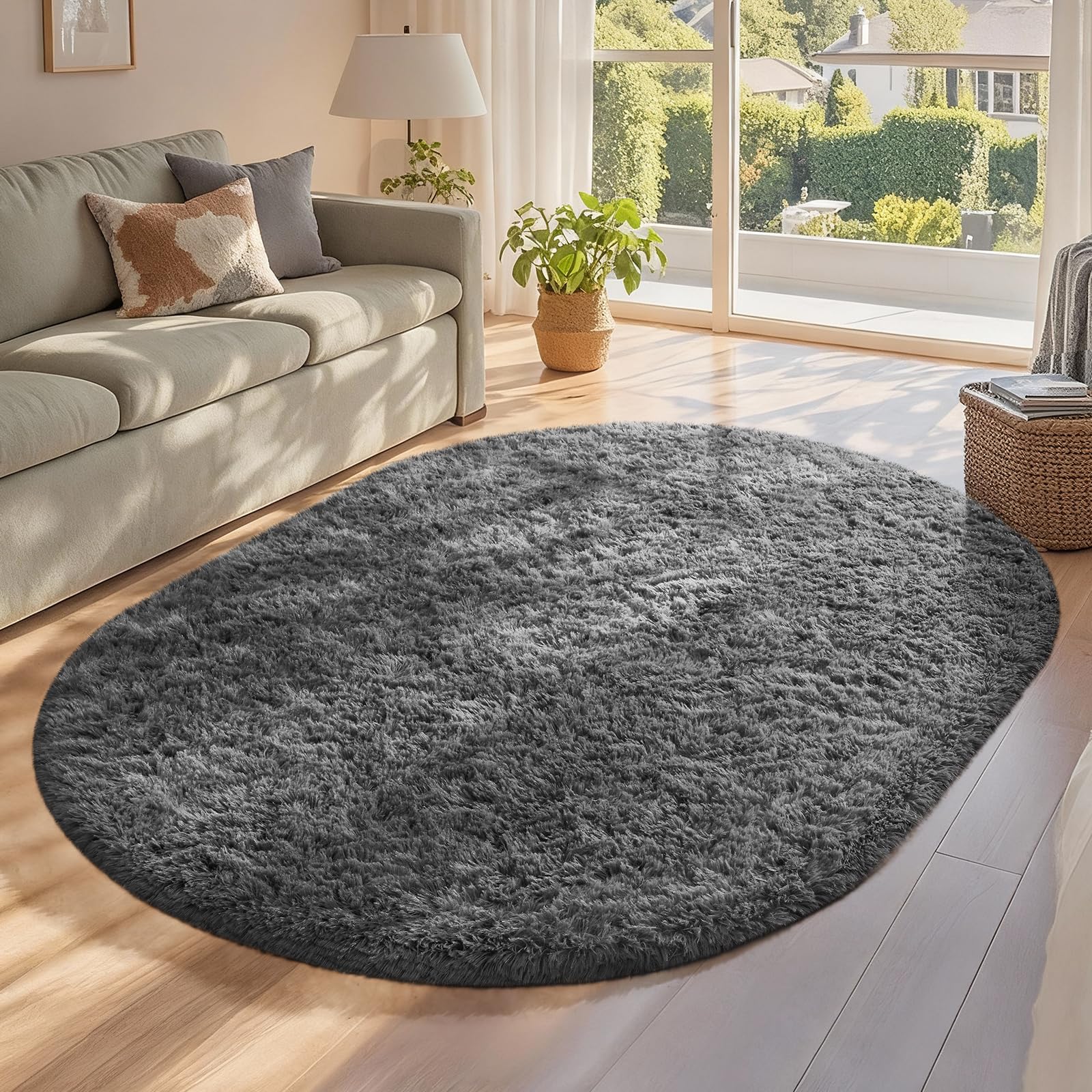 Ophanie 8x10 Area Rugs for Living Room, Upgrade Non-Slip Fluffy Soft Large Shag Bedroom Carpet, Ivory Big Indoor Thick Nursery Rug, Carpets for Boy and Girls Room Dorm Home Decor Aesthetic