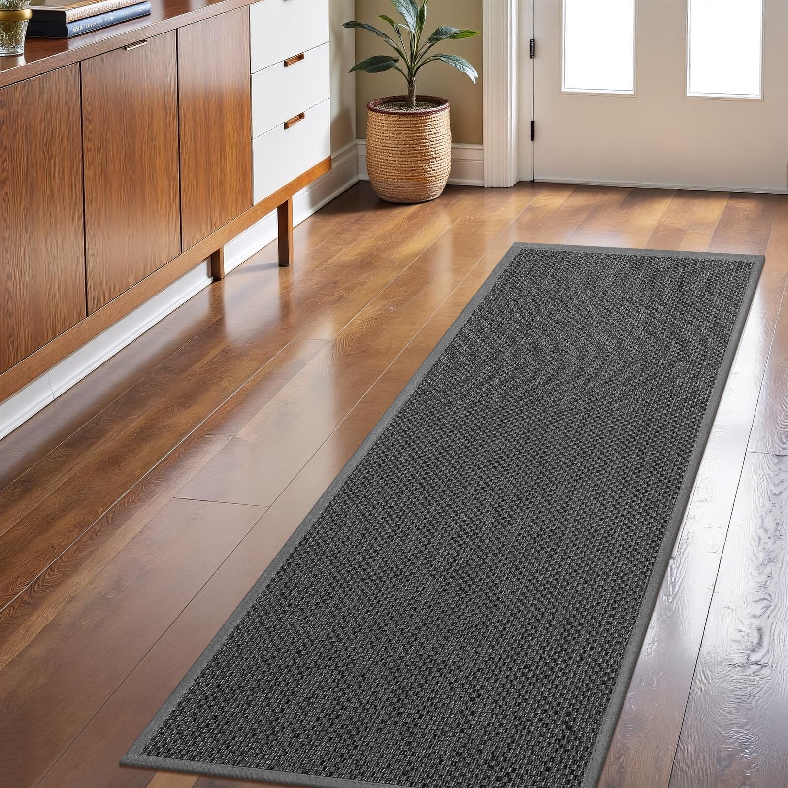 LEKEEPGO Door Mat 24"x36", Non Slip Door Mat Indoor Entrance, Rubber Backing Front Indoor Door mats Washable Absorbent Low-Profile Entryway Entry Resist Dirt Inside Door Mats, Khaki