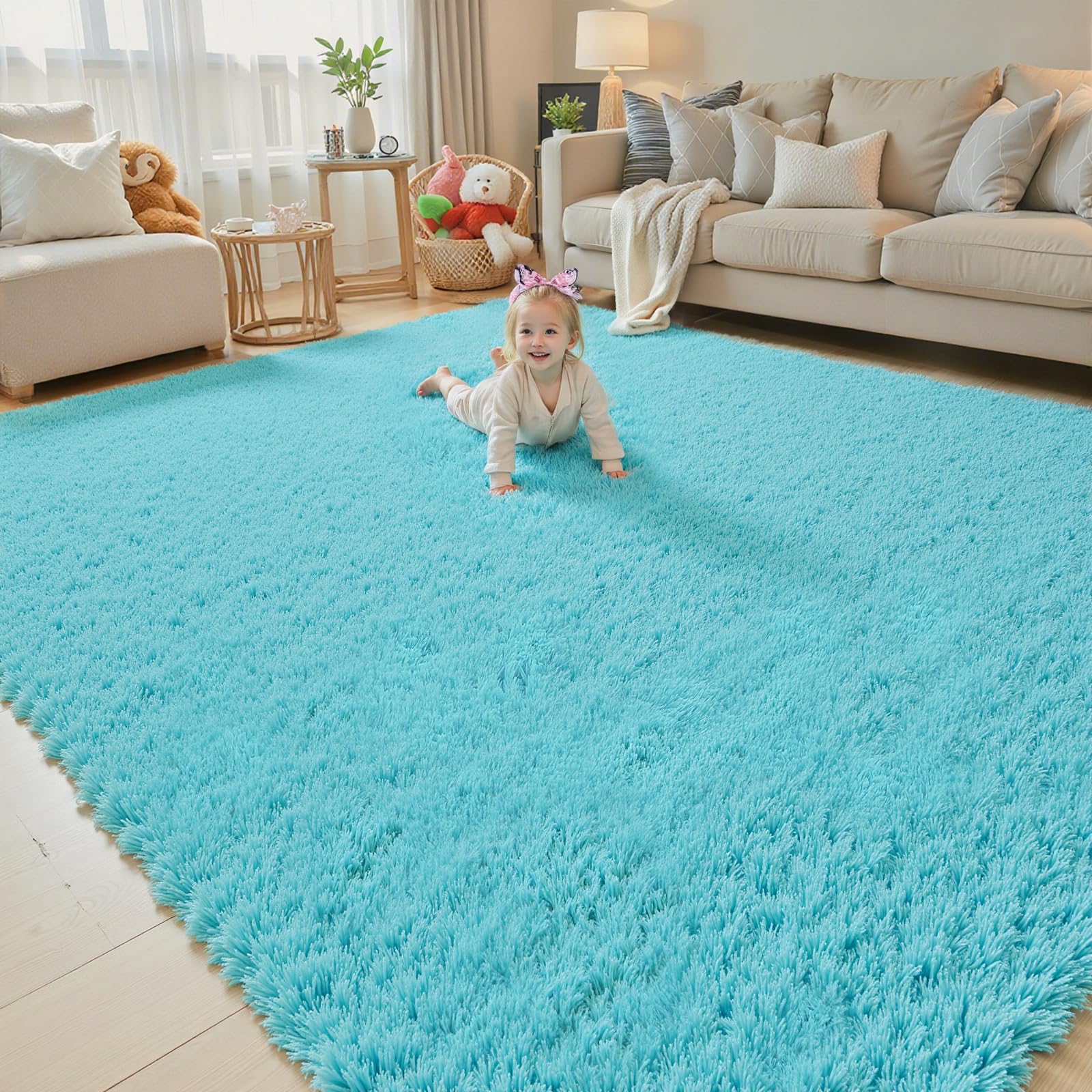 8x10 Area Rugs for Living Room Bedroom Rug, Large Shaggy Soft Plush Furry Bedside Rug, Area Rugs for Home Decor (Light Grey, 8x10 Feet)