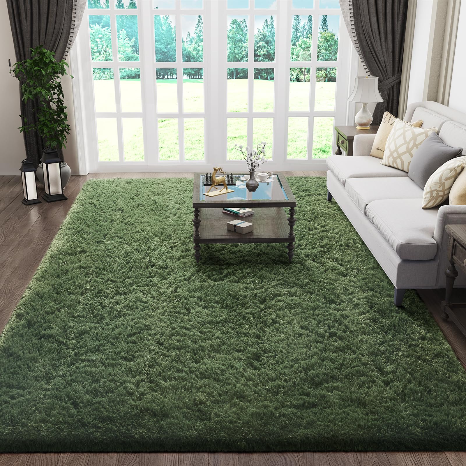 Ophanie 8x10 Area Rugs for Living Room, Upgrade Non-Slip Fluffy Soft Large Shag Bedroom Carpet, Ivory Big Indoor Thick Nursery Rug, Carpets for Boy and Girls Room Dorm Home Decor Aesthetic