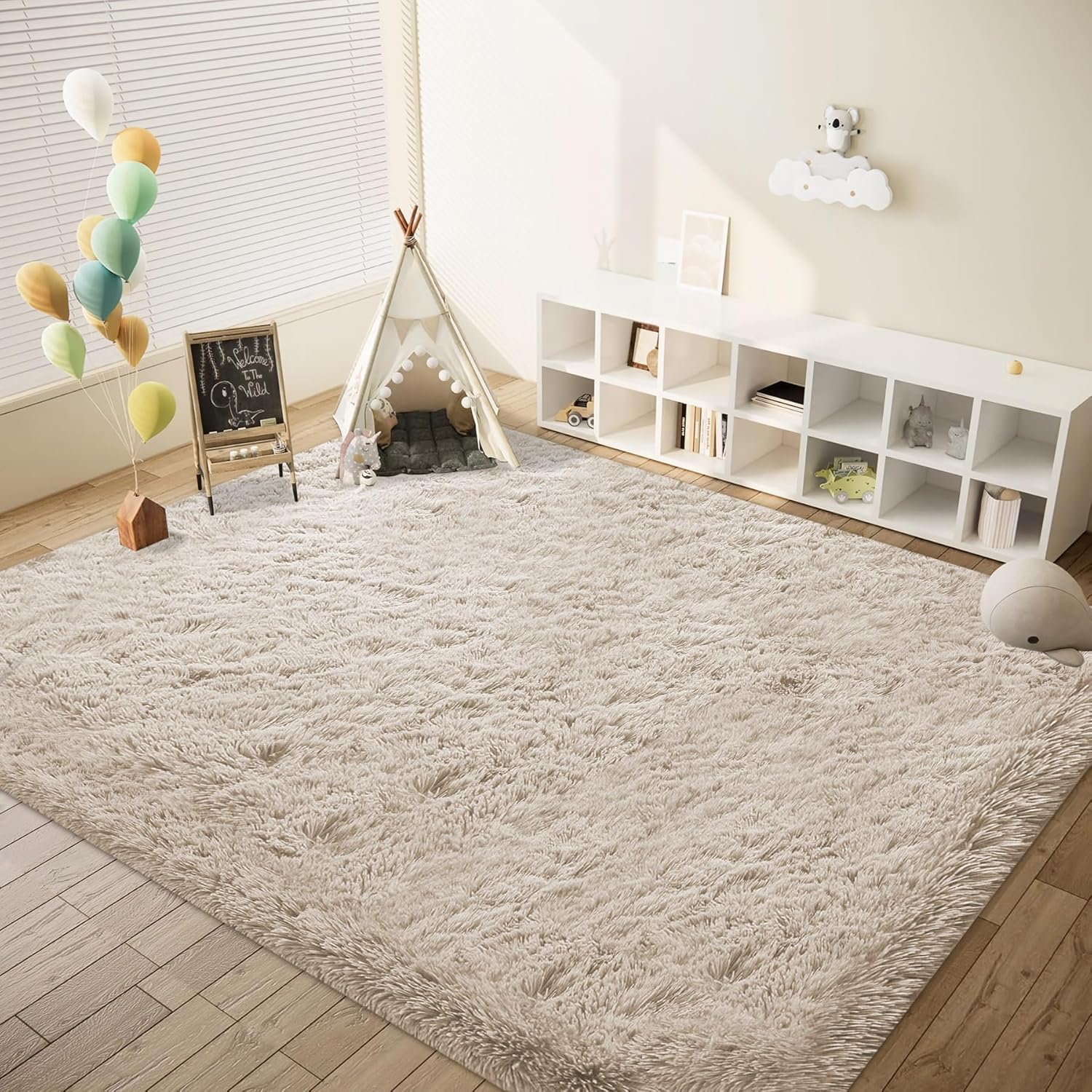 8x10 Area Rugs for Living Room: Fluffy Shag Soft Washable Rug Large Fuzzy Plush Indoor Carpet for Bedroom Nursery Playroom Kids Girls Boys Room (Camel, 8'x10')