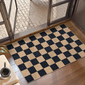 Lahome Colette Checkered Easy Jute Entryway Rug, 3x5 Washable Area Rugs for Living Room Outdoor Patio, Non Slip Blue Indoor Door Mat Checkerboard Throw Carpet for Entry Front Door Guestroom Deck