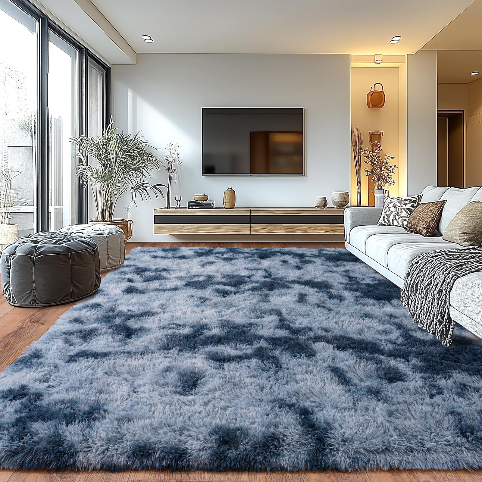 Upgrade Non-Slip Plush Rugs for Living Room, Soft Shaggy Carpets for Living Room, Fuzzy Rugs for Kids' Room, Perfect Decor for Modern Home Tie Dye Camel 8x10 Feet
