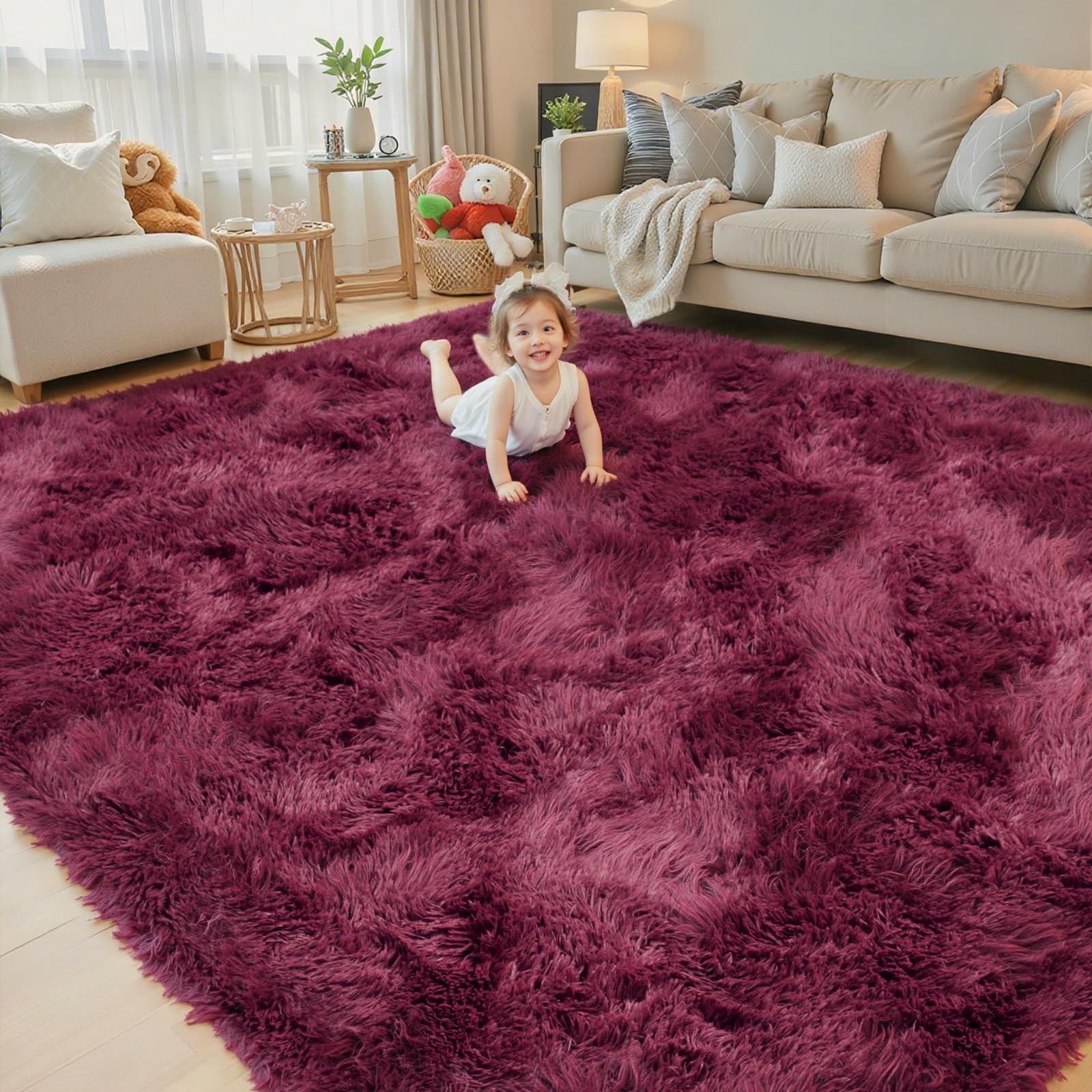 8x10 Area Rugs for Living Room Bedroom Rug, Large Shaggy Soft Plush Furry Bedside Rug, Area Rugs for Home Decor (Light Grey, 8x10 Feet)