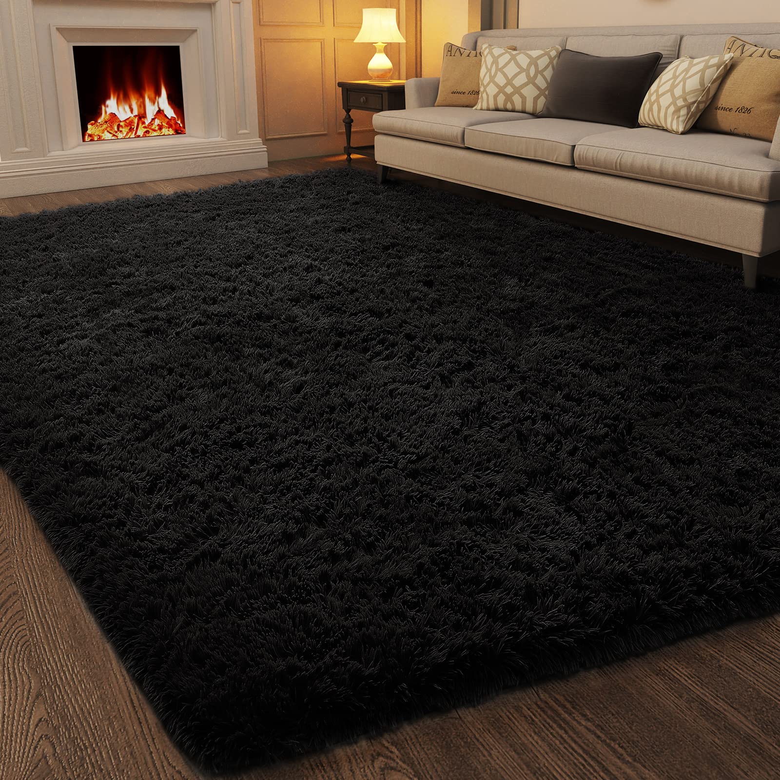 Ophanie 8x10 Area Rugs for Living Room, Upgrade Non-Slip Fluffy Soft Large Shag Bedroom Carpet, Ivory Big Indoor Thick Nursery Rug, Carpets for Boy and Girls Room Dorm Home Decor Aesthetic