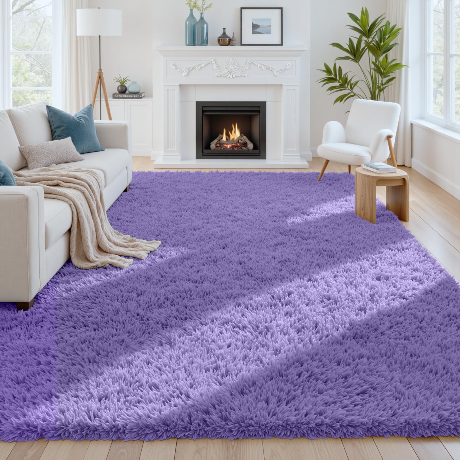8x10 Area Rugs for Living Room: Ultra Soft Fluffy Shag Grey Rugs for Bedroom, Non-Slip Large Fuzzy Plush Rug Indoor Floor Carpet for Nursery Kids Boys Girls Room, Dorms, Playroom, Modern Home Decor