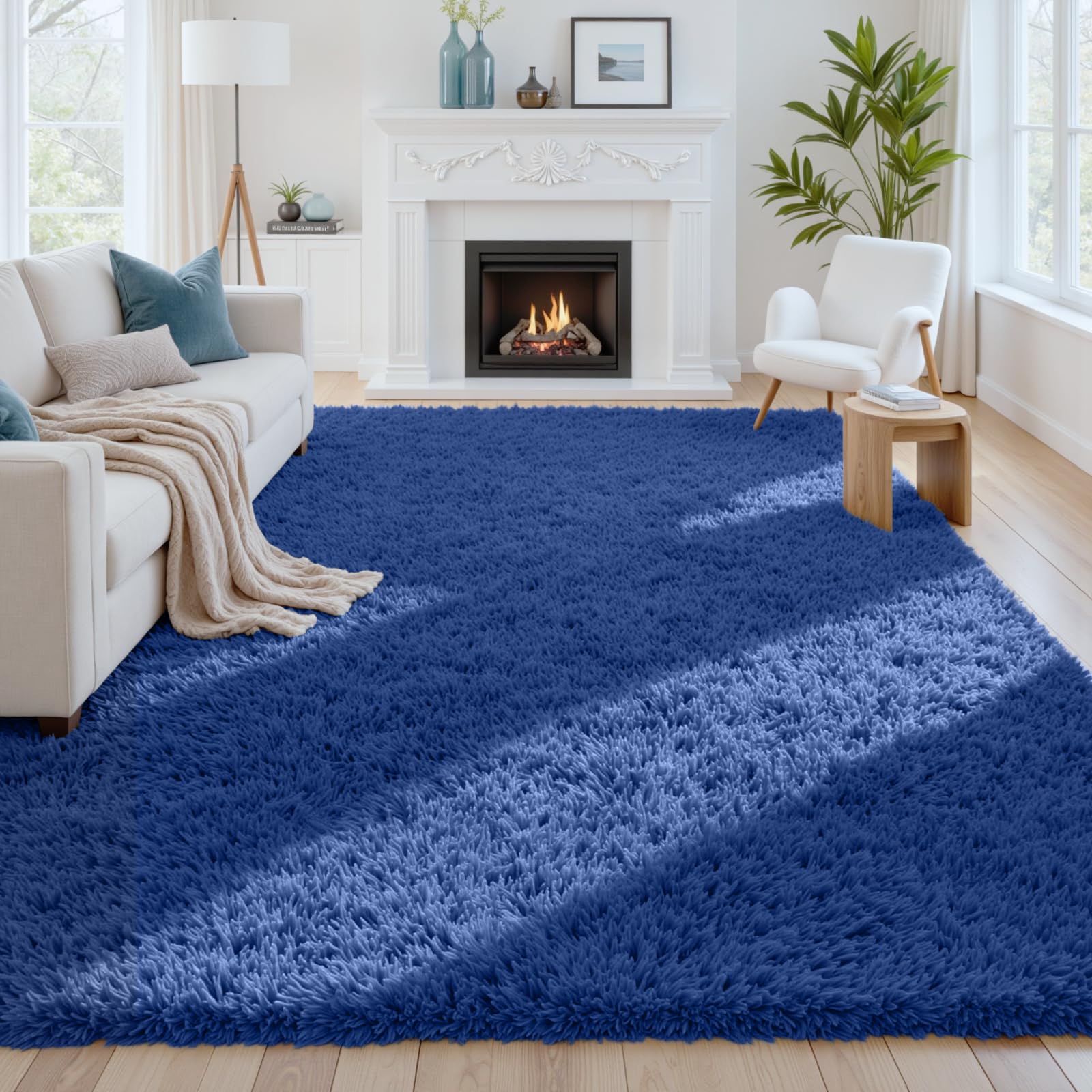 8x10 Area Rugs for Living Room: Ultra Soft Fluffy Shag Grey Rugs for Bedroom, Non-Slip Large Fuzzy Plush Rug Indoor Floor Carpet for Nursery Kids Boys Girls Room, Dorms, Playroom, Modern Home Decor