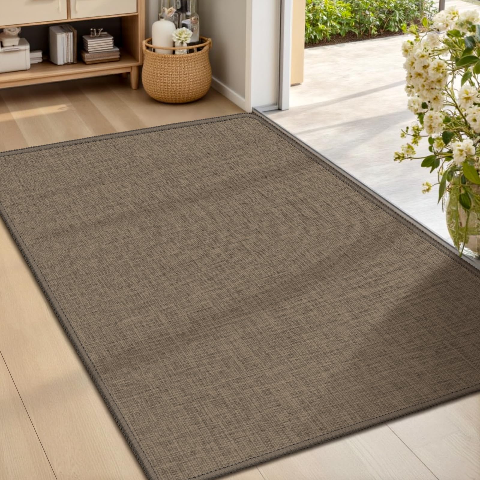 LEKEEPGO Ultra Thin Indoor Door Mat 24"x47", Low-Profile Door Mat Indoor Entrance, Non Slip Rubber Backing Inside Doormat Washable Welcome Front Entryway Dirt Trapper Entry Mat, Grey