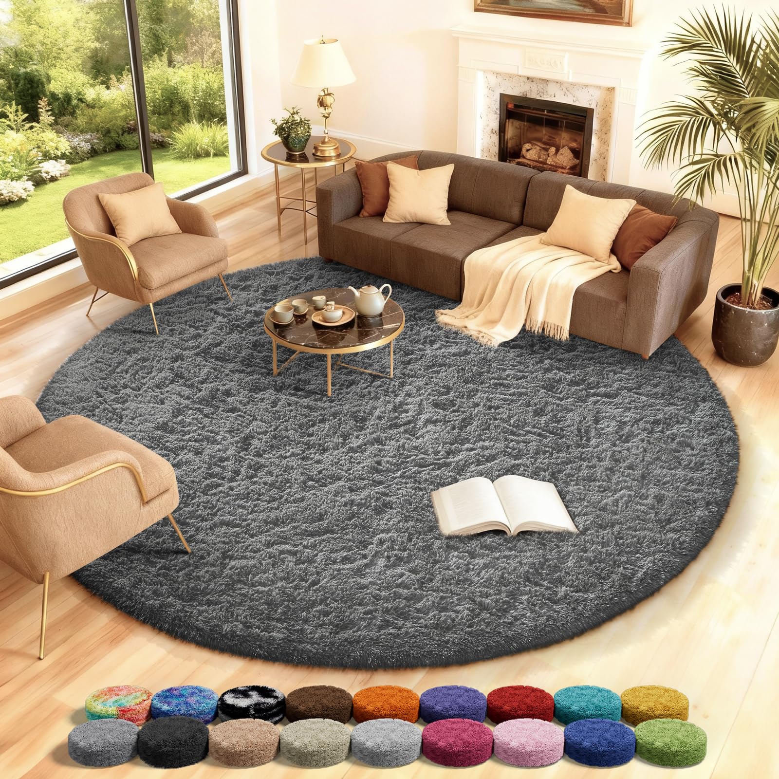 Ophanie 8x10 Area Rugs for Living Room, Upgrade Non-Slip Fluffy Soft Large Shag Bedroom Carpet, Ivory Big Indoor Thick Nursery Rug, Carpets for Boy and Girls Room Dorm Home Decor Aesthetic