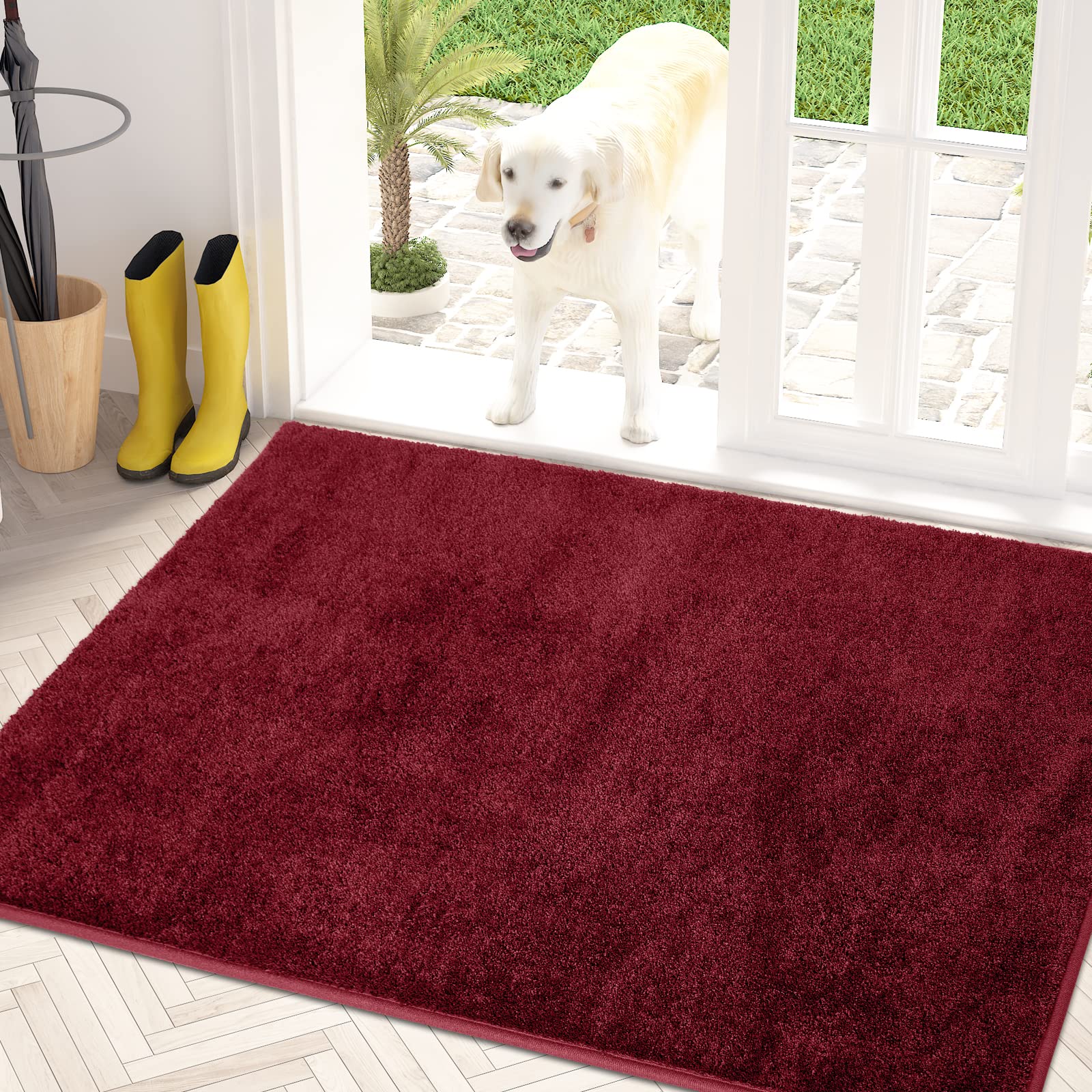 PURRUGS Dirt Trapping Door Mat 24" x 35.5", Non-Slip Machine Washable Entryway Rug, Dog Doormat, Indoor Front Door Mat, Super Absorbent Entry Rug for Muddy Shoes & Paws, Charcoal