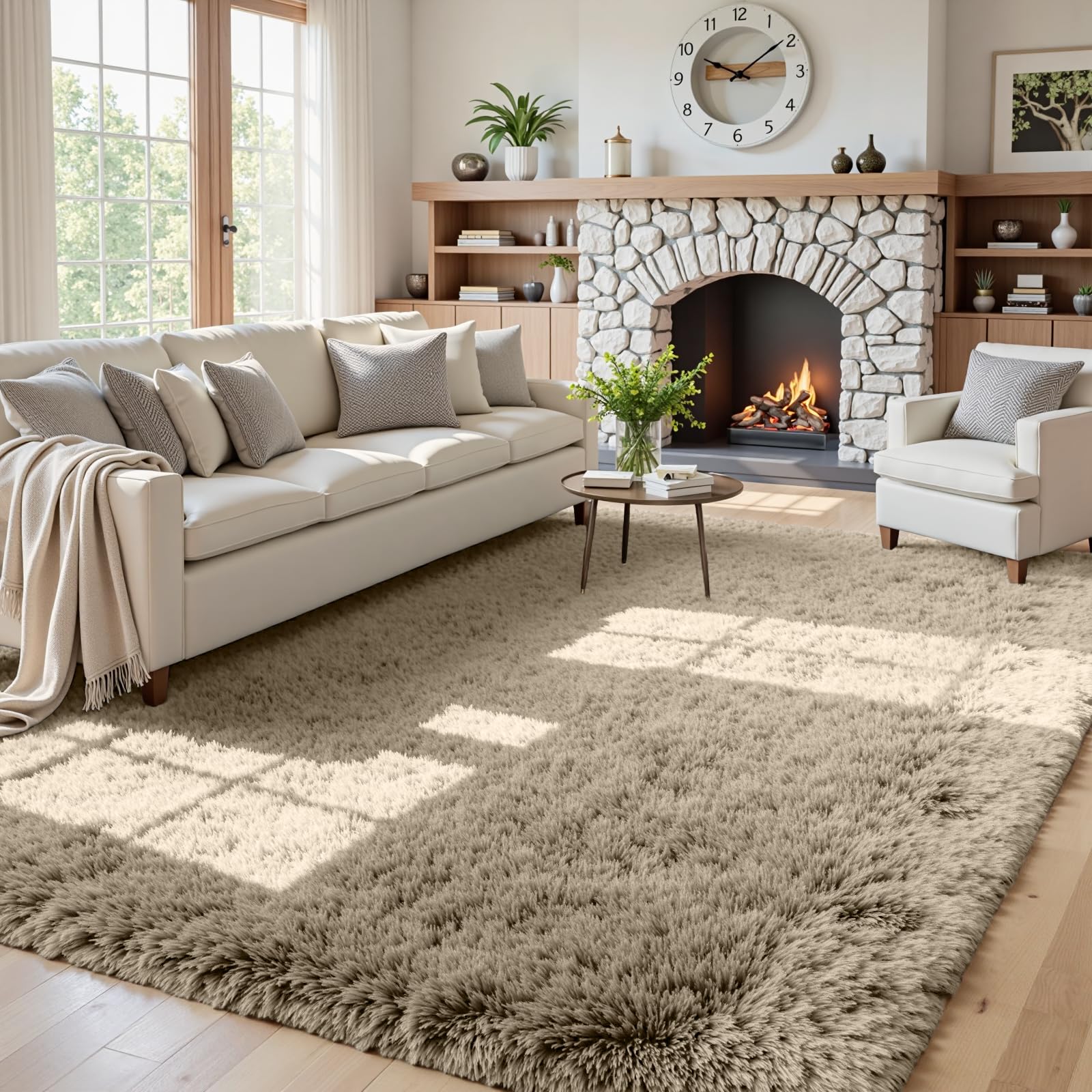 8x10 Area Rugs for Living Room: Ultra Soft Fluffy Shag Grey Rugs for Bedroom, Non-Slip Large Fuzzy Plush Rug Indoor Floor Carpet for Nursery Kids Boys Girls Room, Dorms, Playroom, Modern Home Decor