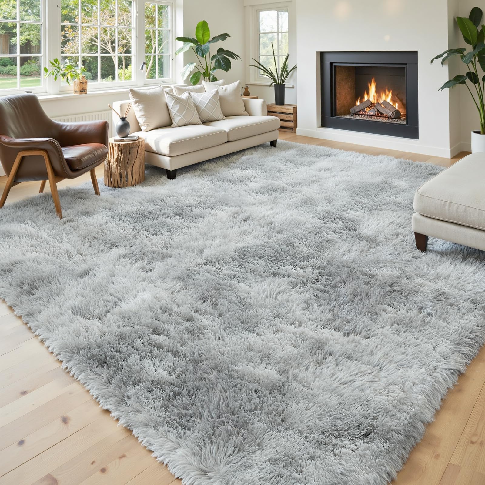 8x10 Area Rugs for Living Room Bedroom Rug, Large Shaggy Soft Plush Furry Bedside Rug, Area Rugs for Home Decor (Light Grey, 8x10 Feet)
