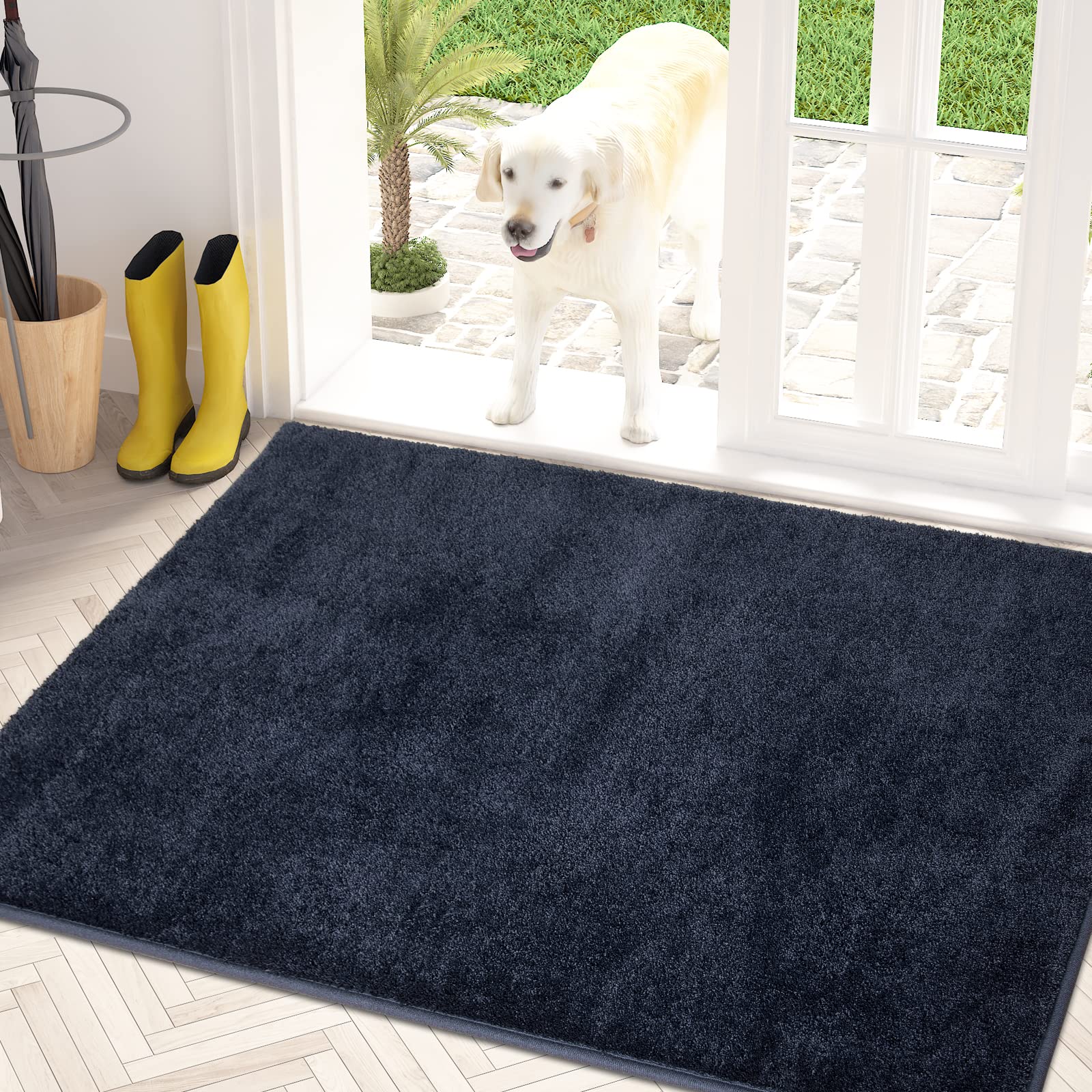 PURRUGS Dirt Trapping Door Mat 24" x 35.5", Non-Slip Machine Washable Entryway Rug, Dog Doormat, Indoor Front Door Mat, Super Absorbent Entry Rug for Muddy Shoes & Paws, Charcoal