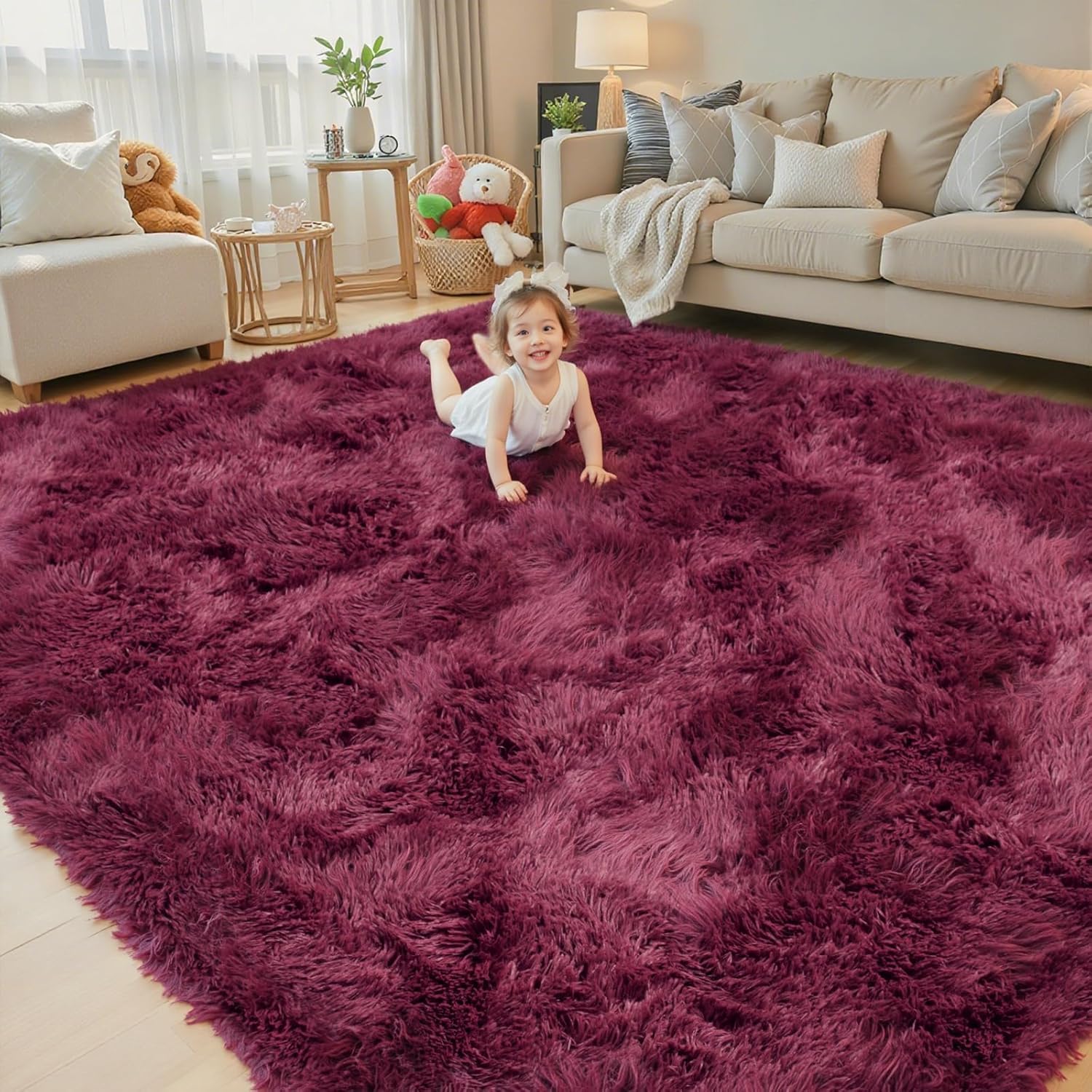 8x10 Area Rugs for Living Room Bedroom Rug, Large Shaggy Soft Plush Furry Bedside Rug, Area Rugs for Home Decor (Light Grey, 8x10 Feet)