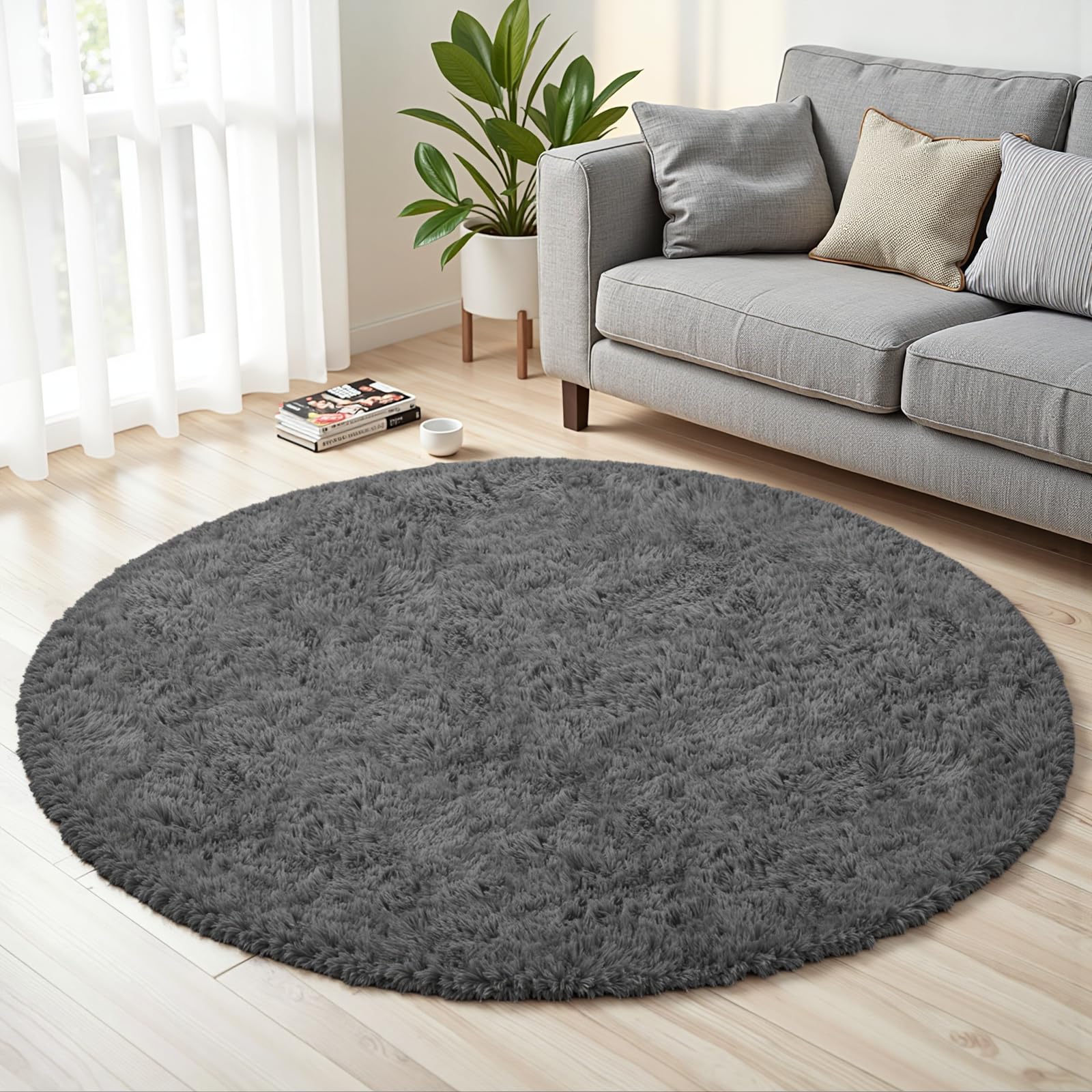 8x10 Area Rug for Living Room:Ultra Soft Fluffy Shag Black Rugs,Large Fuzzy Plush Indoor Non Slip Carpet Washable Rug for Bedroom Kids Nursery Office Dorm Modern Decor(Black)